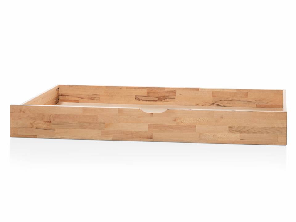 LÖWEN Bettschublade auf Rollen, Material Massivholz Buche geölt | Standardhöhe | Normallänge