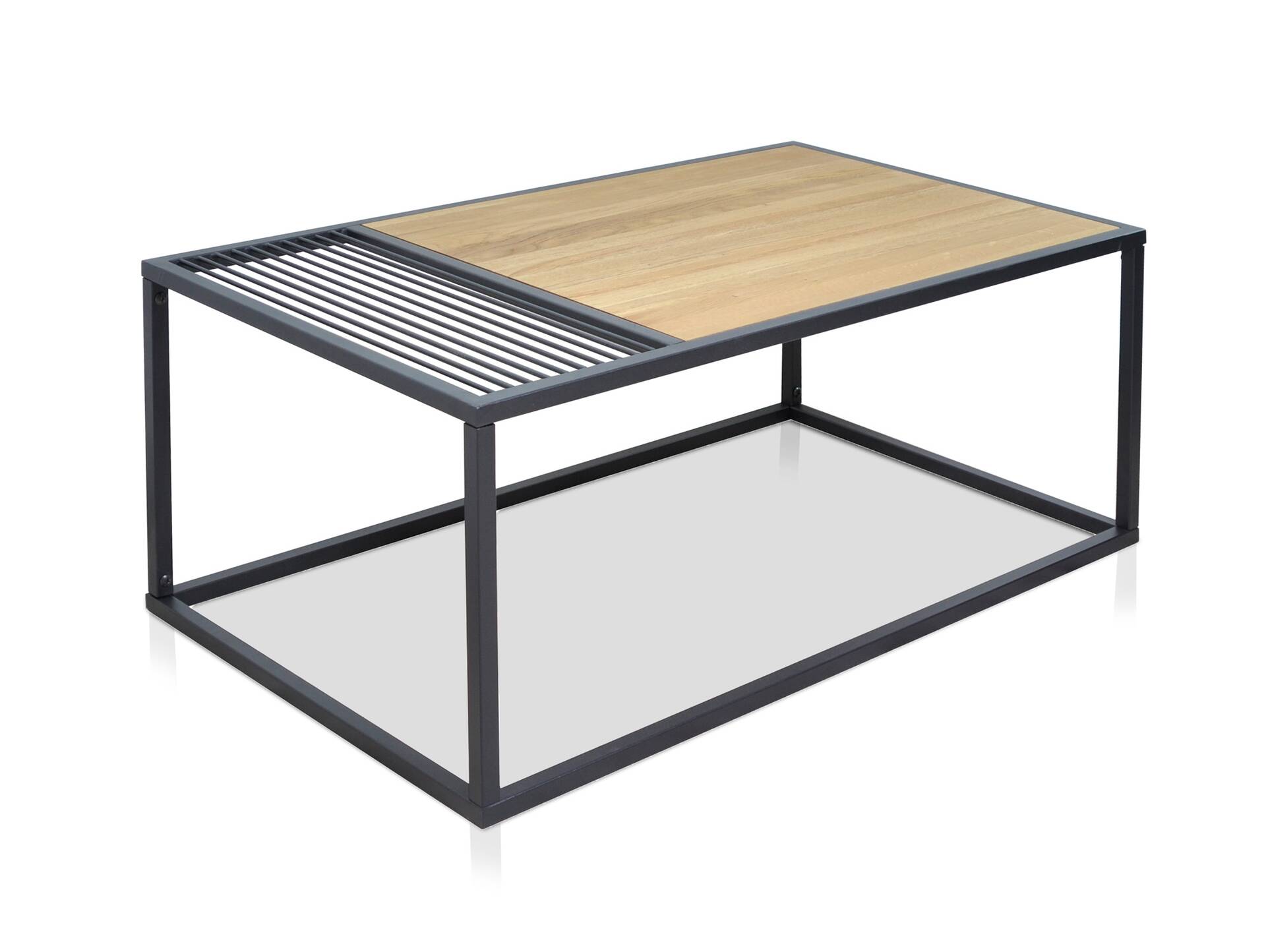 ELYAS Couchtisch, Material Massivholz/Metall,  Eiche geölt 