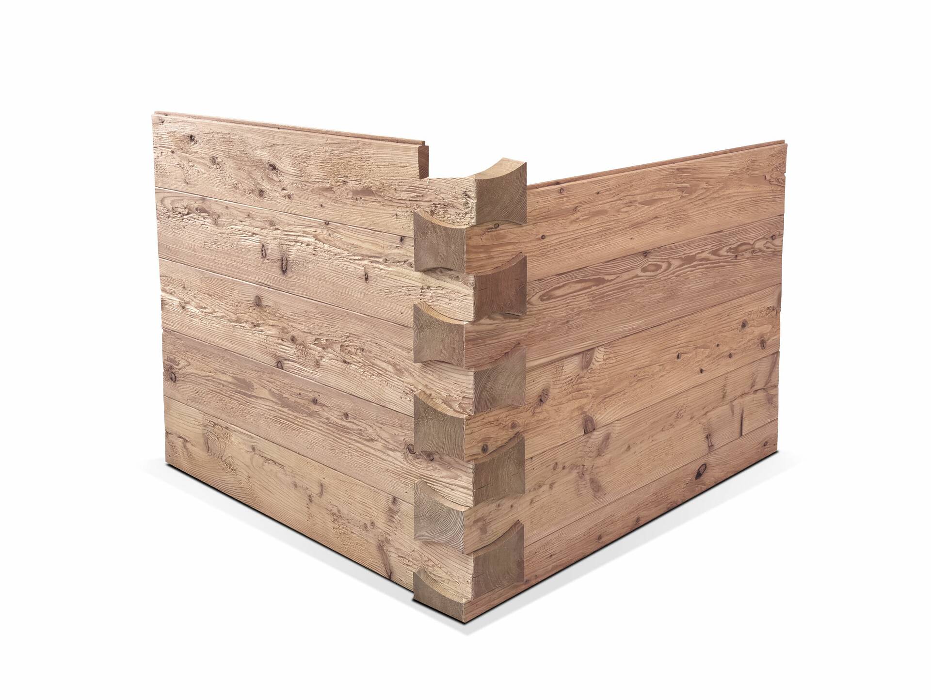 KLINGSCHROT Blockwandschalung/Nut- und Federbrett/Schalungsbrett, Material Massivholz, gehackt/gebürstet Lärche natur | 2 Meter