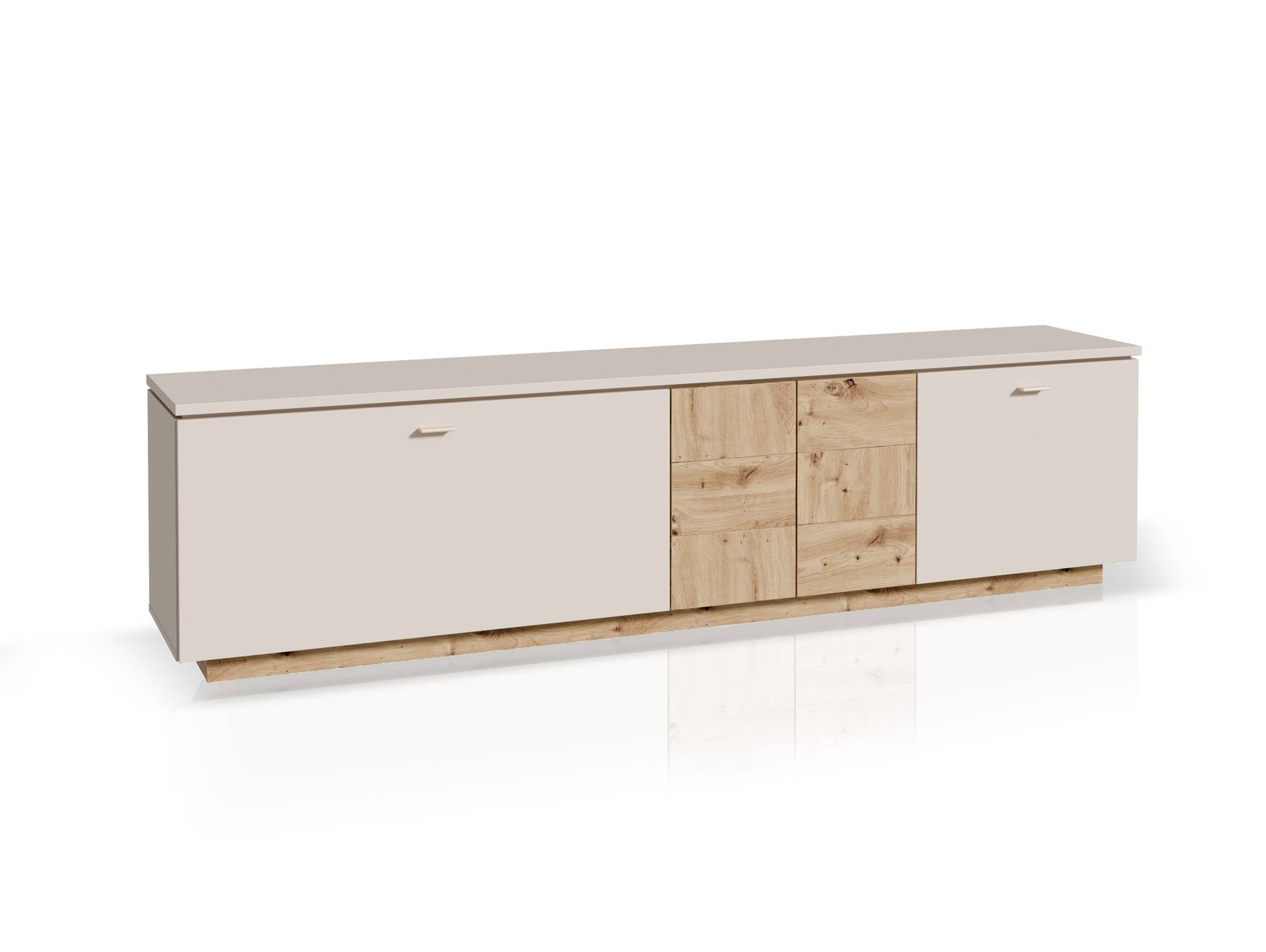 LEANDRO TV-Board, Material Spanplatte, Dekor Sand/Artisan Eichefarbig 