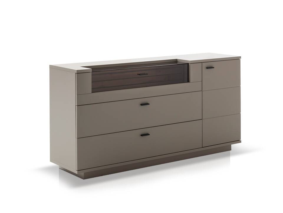 LUZERN Sideboard, Material Dekorspanplatte, basaltfarbig/eichefarbig 