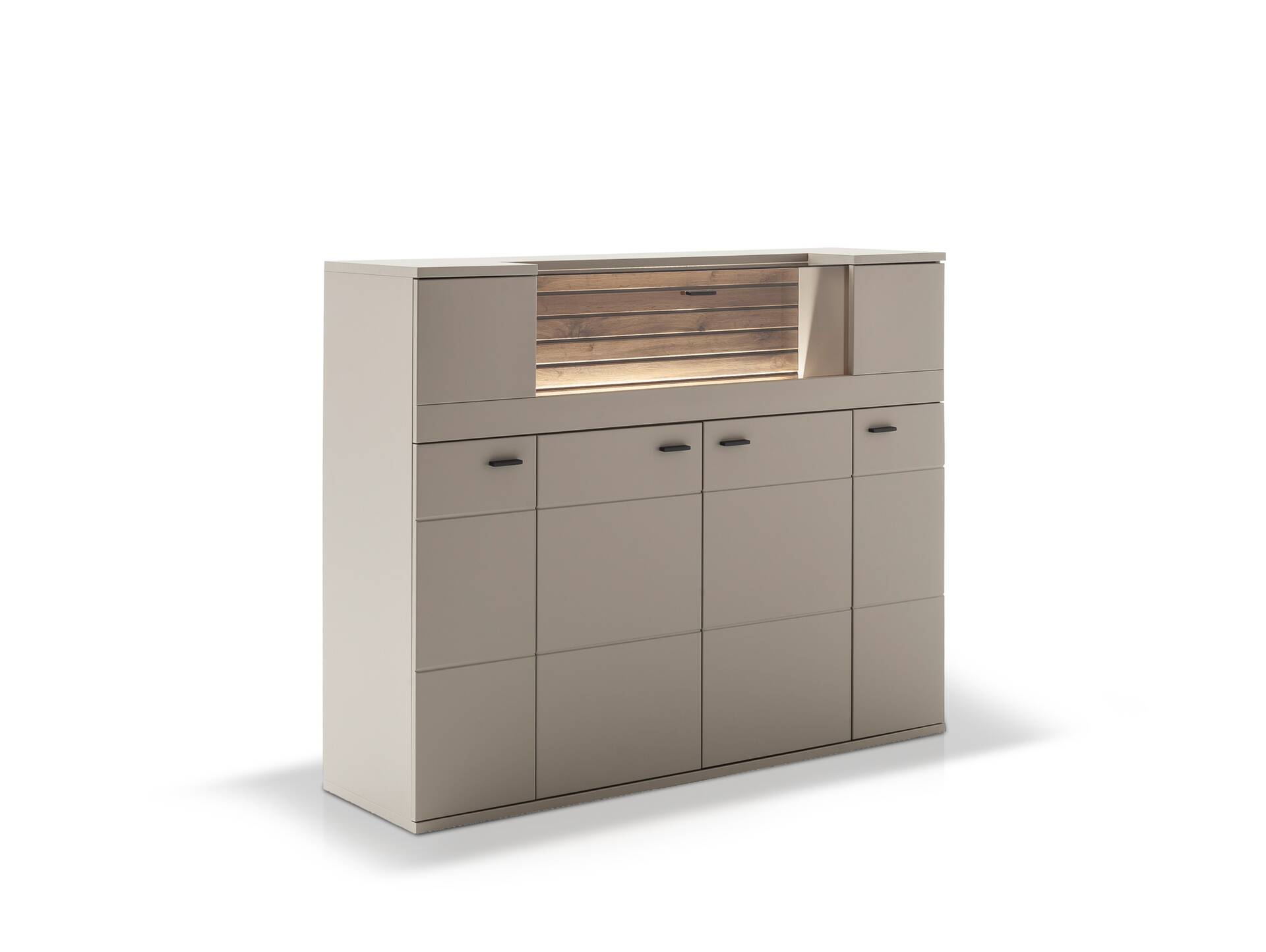 LUZERN Highboard, Material Dekorspanplatte, basaltfarbig/eichefarbig 