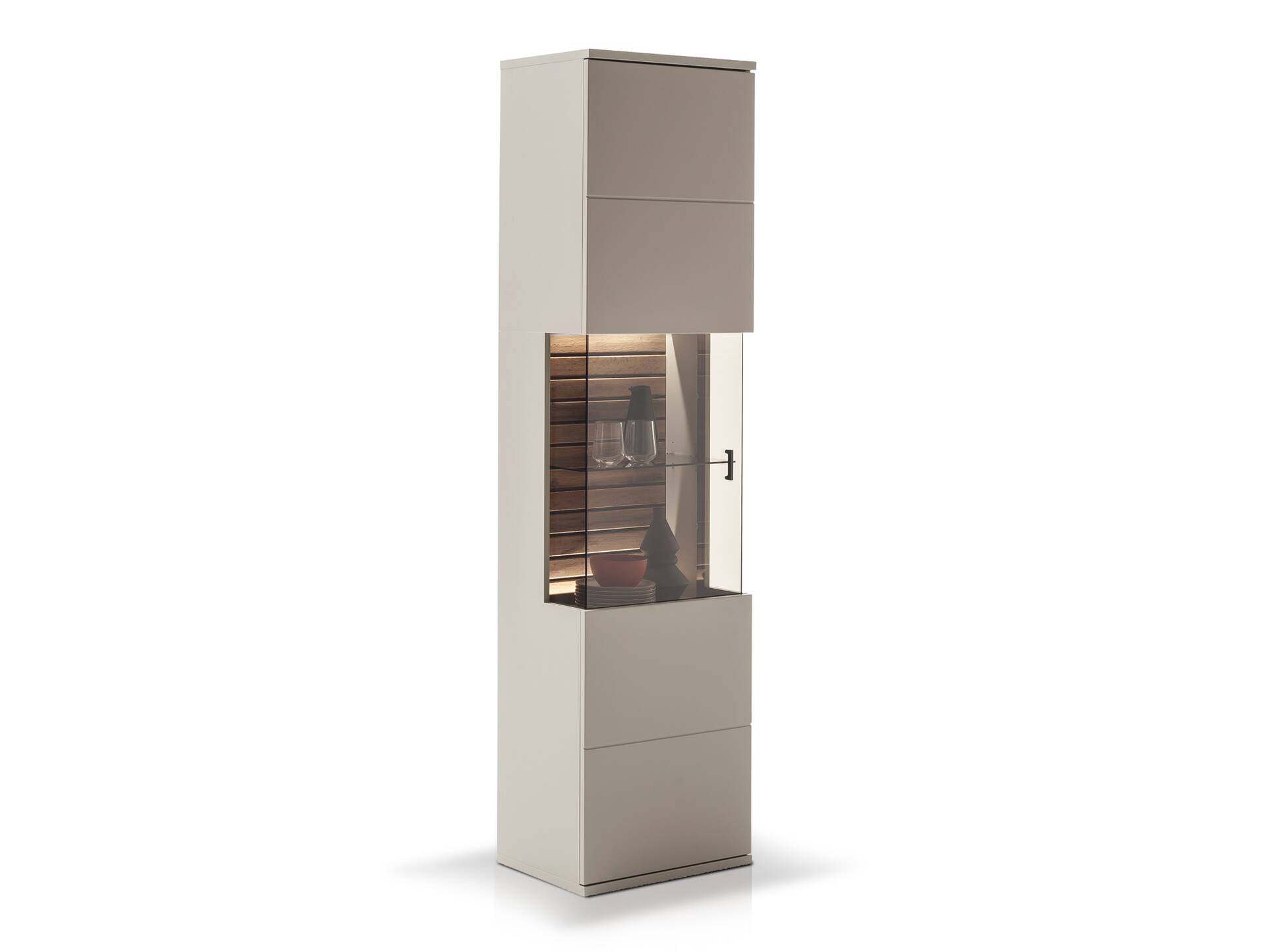 LUZERN Vitrine, Material Dekorspanplatte, basaltfarbig/eichefarbig 