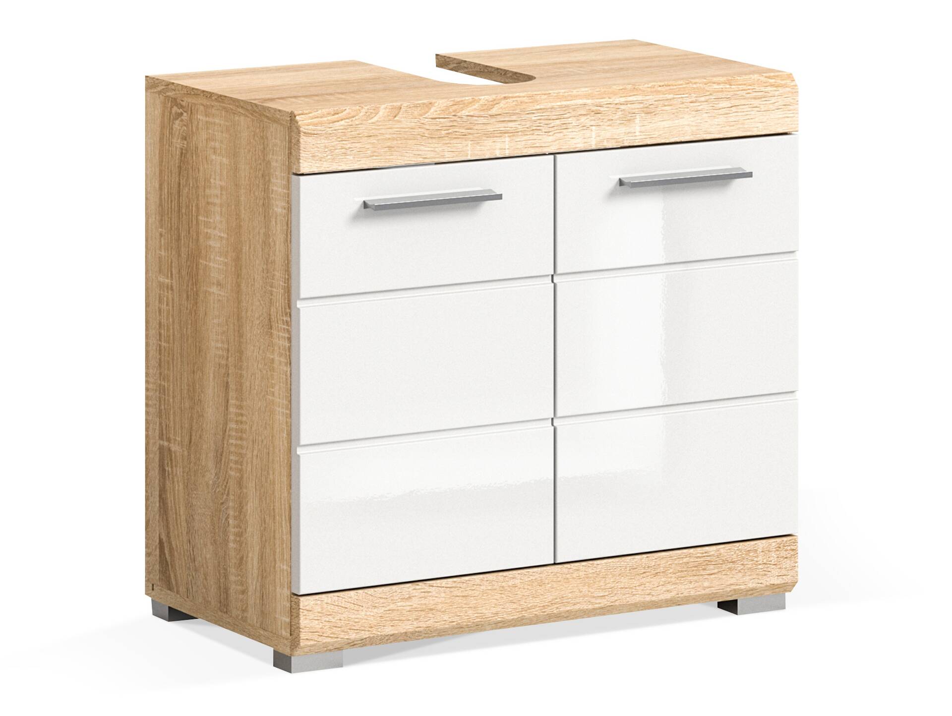 LUCERA Waschbeckenunterschrank, Material Dekorspanplatte, Weiss/Sonoma Eiche Nachbildung 