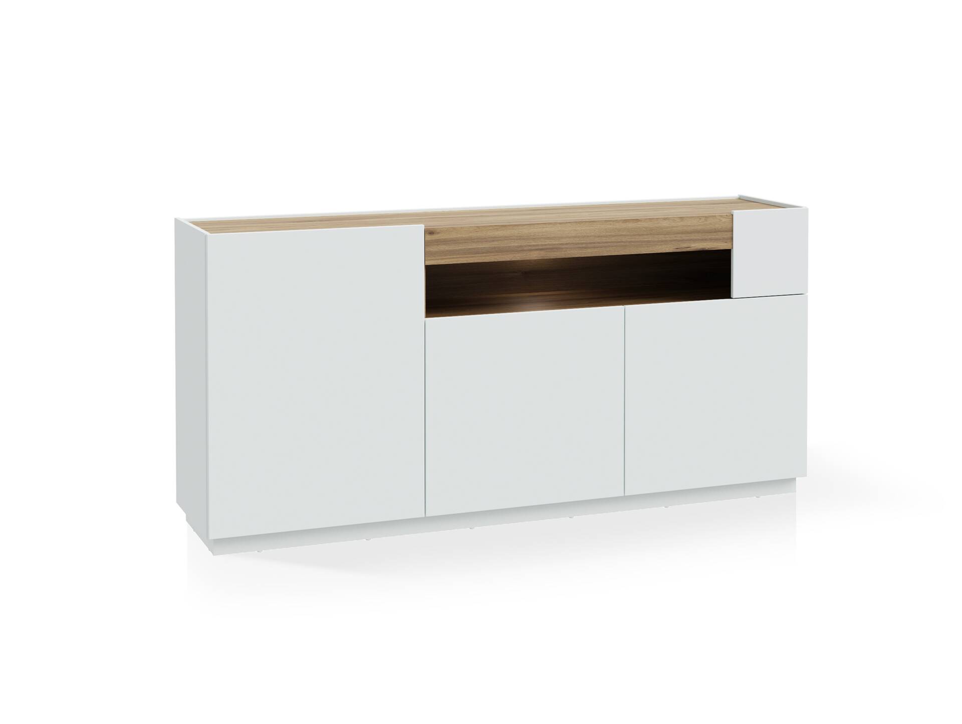 LENNOX Sideboard, Material Dekorspanplatte, lichtgrau/Valencia Oak Dekor 