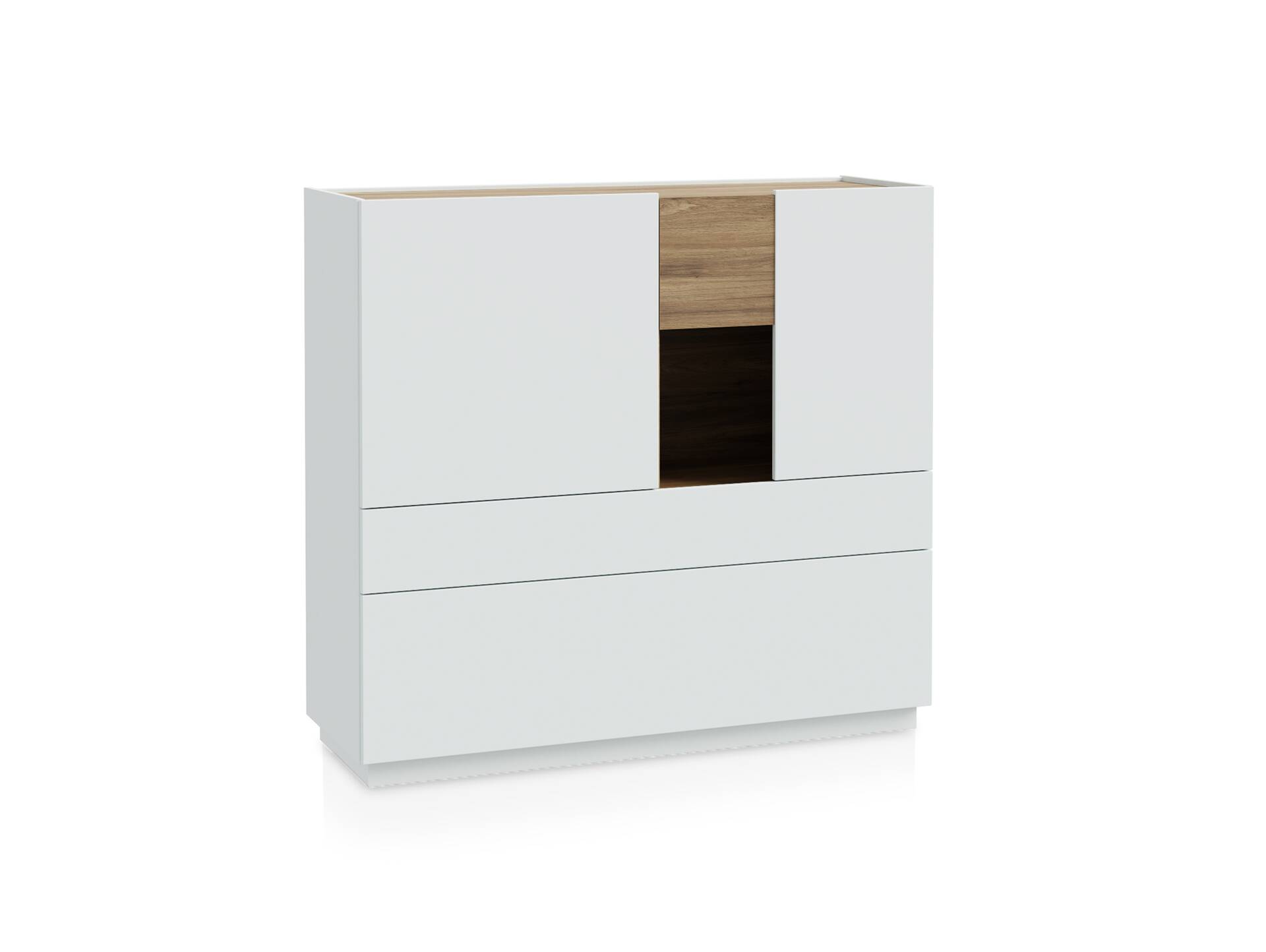 LENNOX Highboard, Material Dekorspanplatte,  lichtgrau/Valencia Oak Dekor 