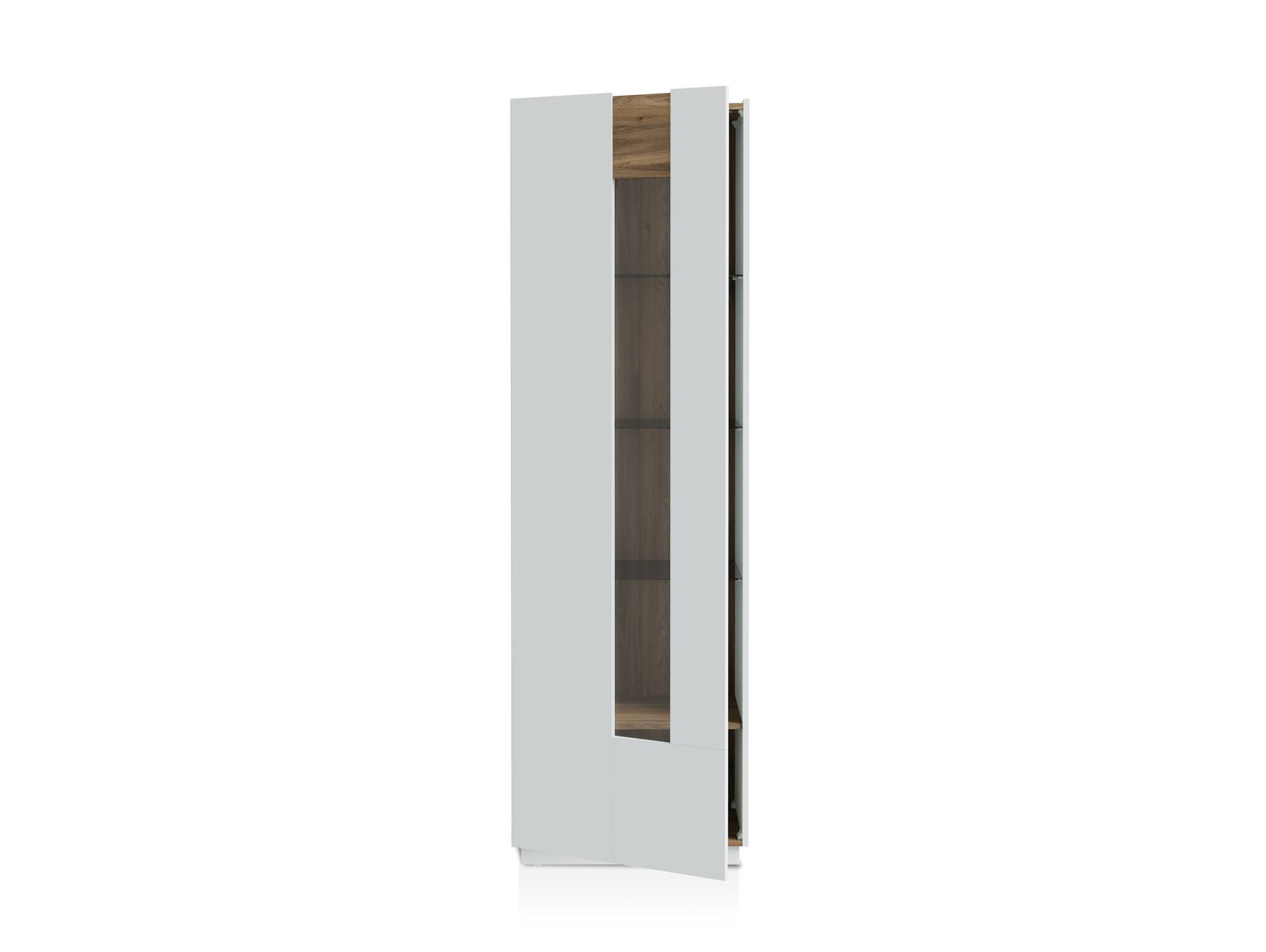 LENNOX Vitrine, Material Dekorspanplatte, lichtgrau/Valencia Oak Dekor 