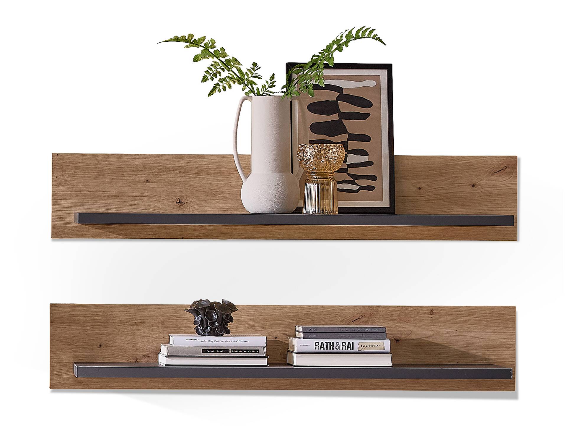 MAILAND Wandboard 2er Set, Material Dekorspanplatte Artisan eichefarbig / Graphit
