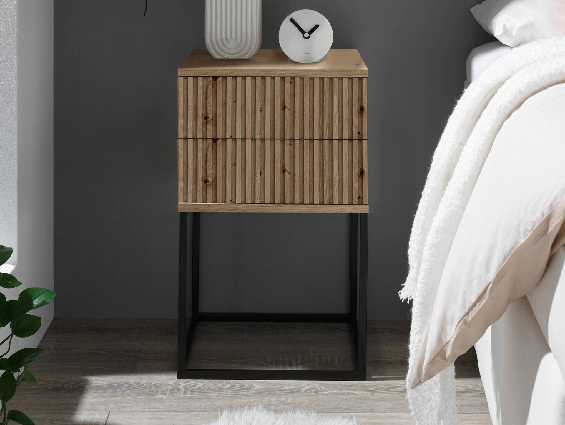 MAYLA Nachtkommode, Material Dekorspanplatte, Artisan Eiche Nachbildung 2 Schubkasten