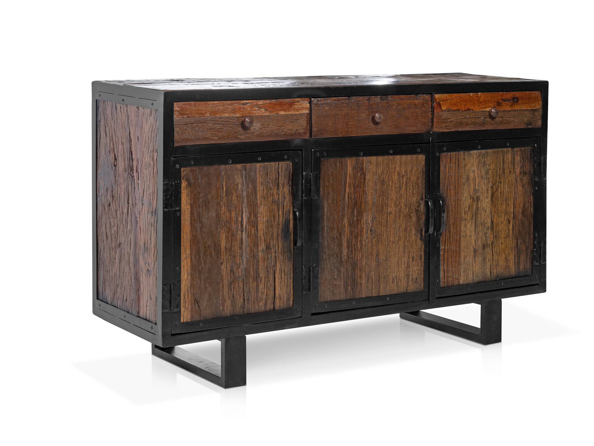 MATISO Sideboard, Material Recyclingholz, Kufenbeine schwarz 