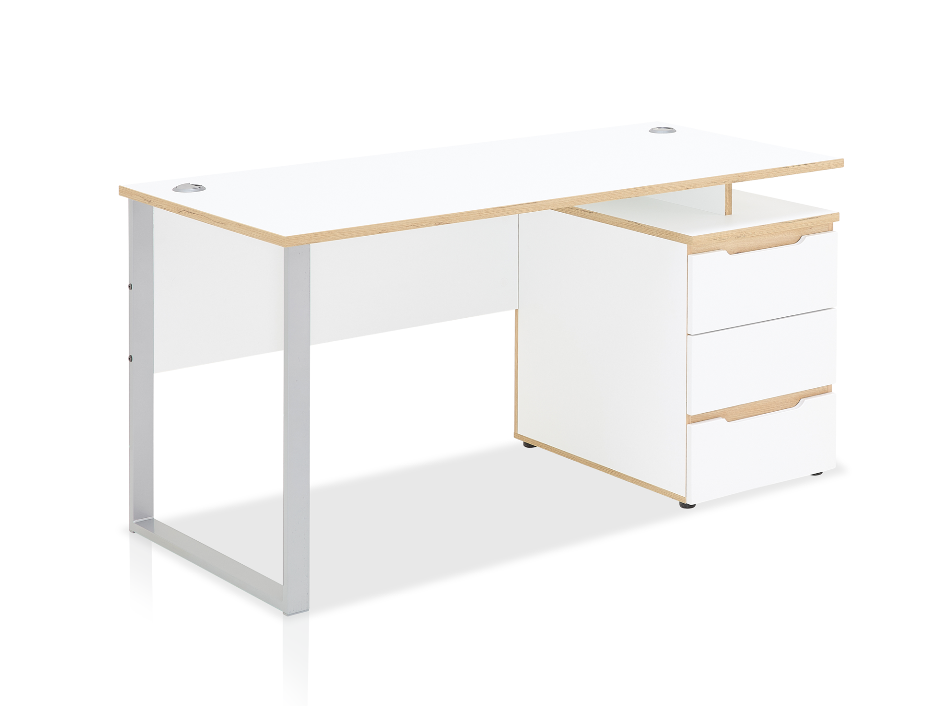 MAILAND Schreibtisch inkl. Schubkastenelement, Material Dekorspanplatte Weiss