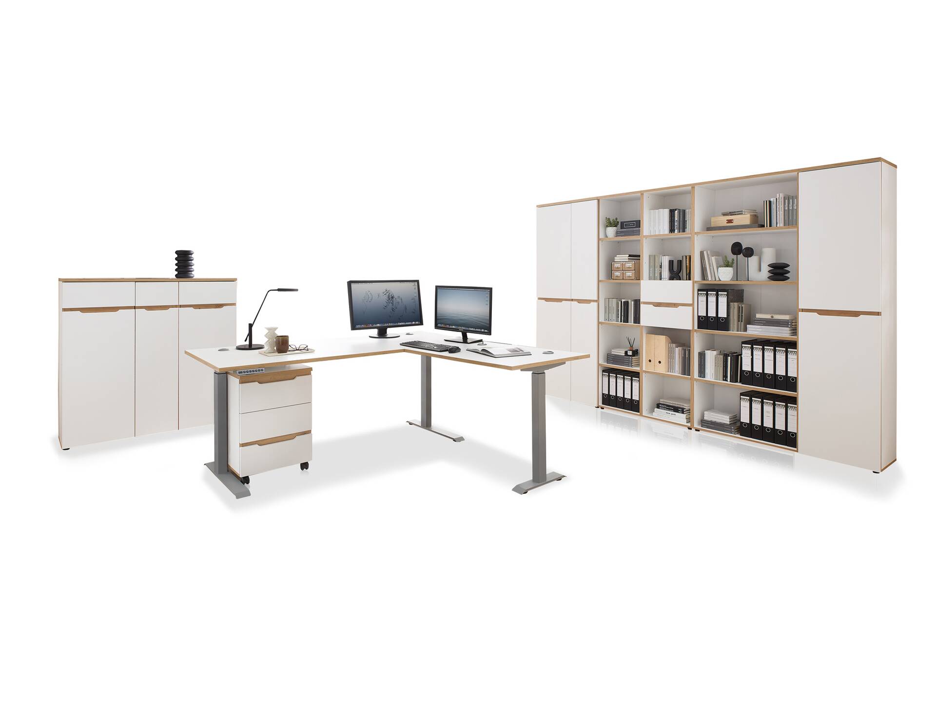 MAILAND Komplettbüro, Material Dekorspanplatte Weiss