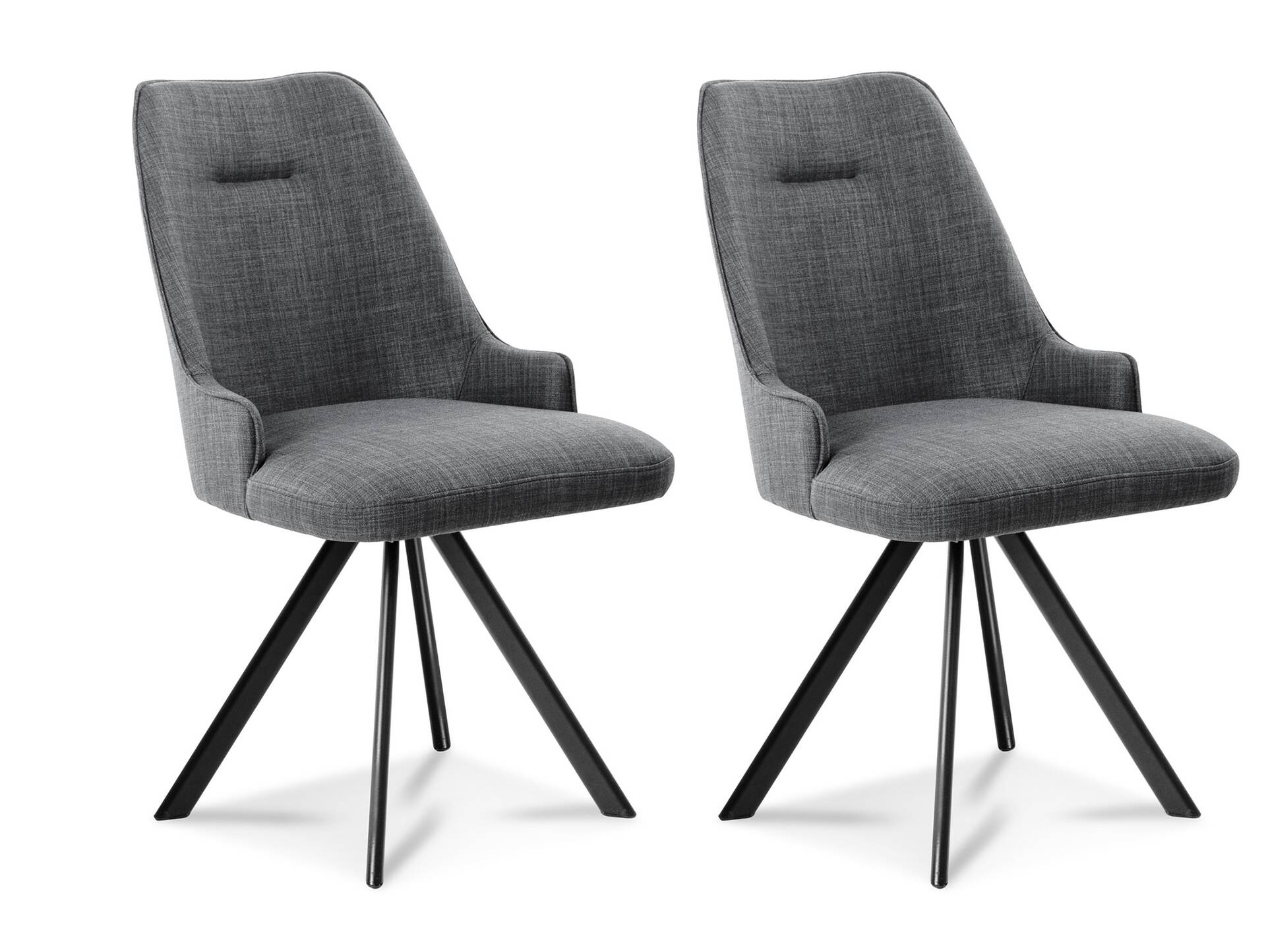 MIRINDA 2er SET Schalenstühle, Gestell Eisen schwarz mit Drehfunktion | Stoff | grau