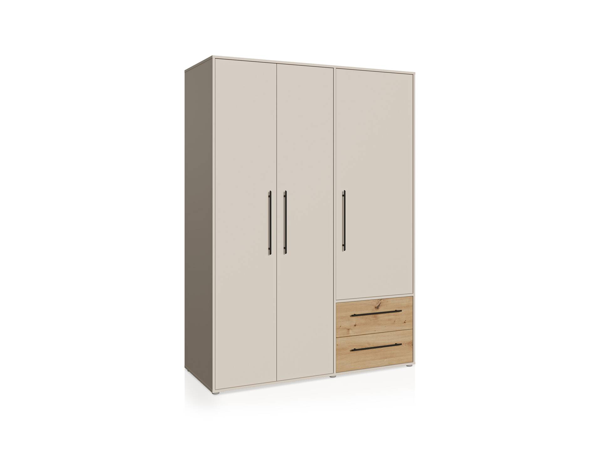 MANIKO Kleiderschrank, Material Dekorspanplatte 3-türig | sand / Artisan eichefarbig