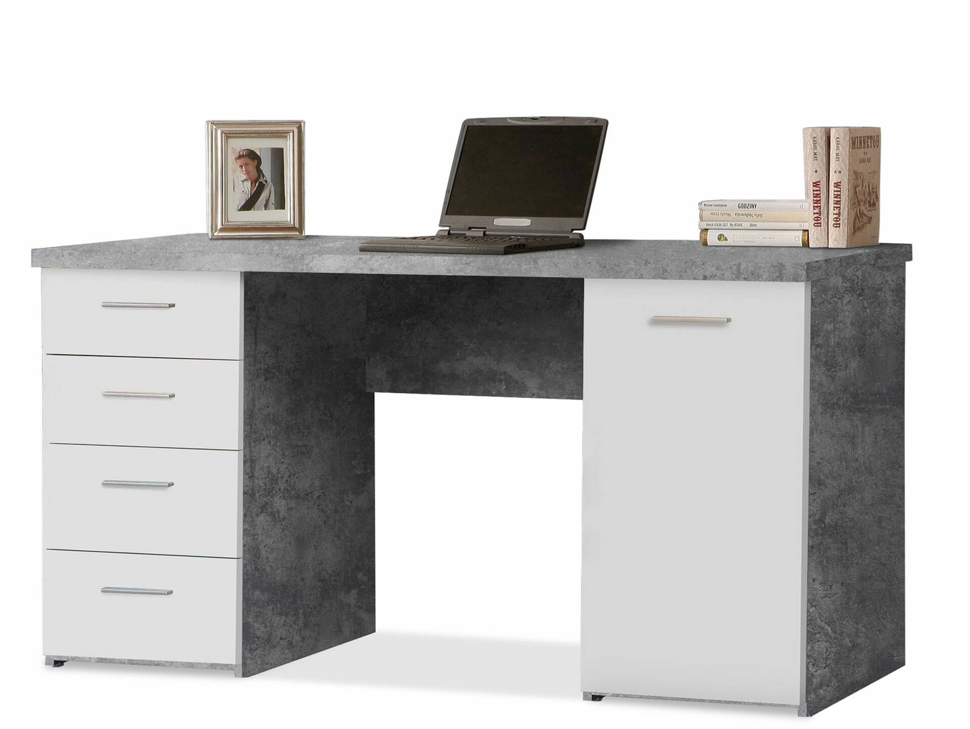 MIGEL Schreibtisch, Material Dekorspanplatte betongrau/weiss
