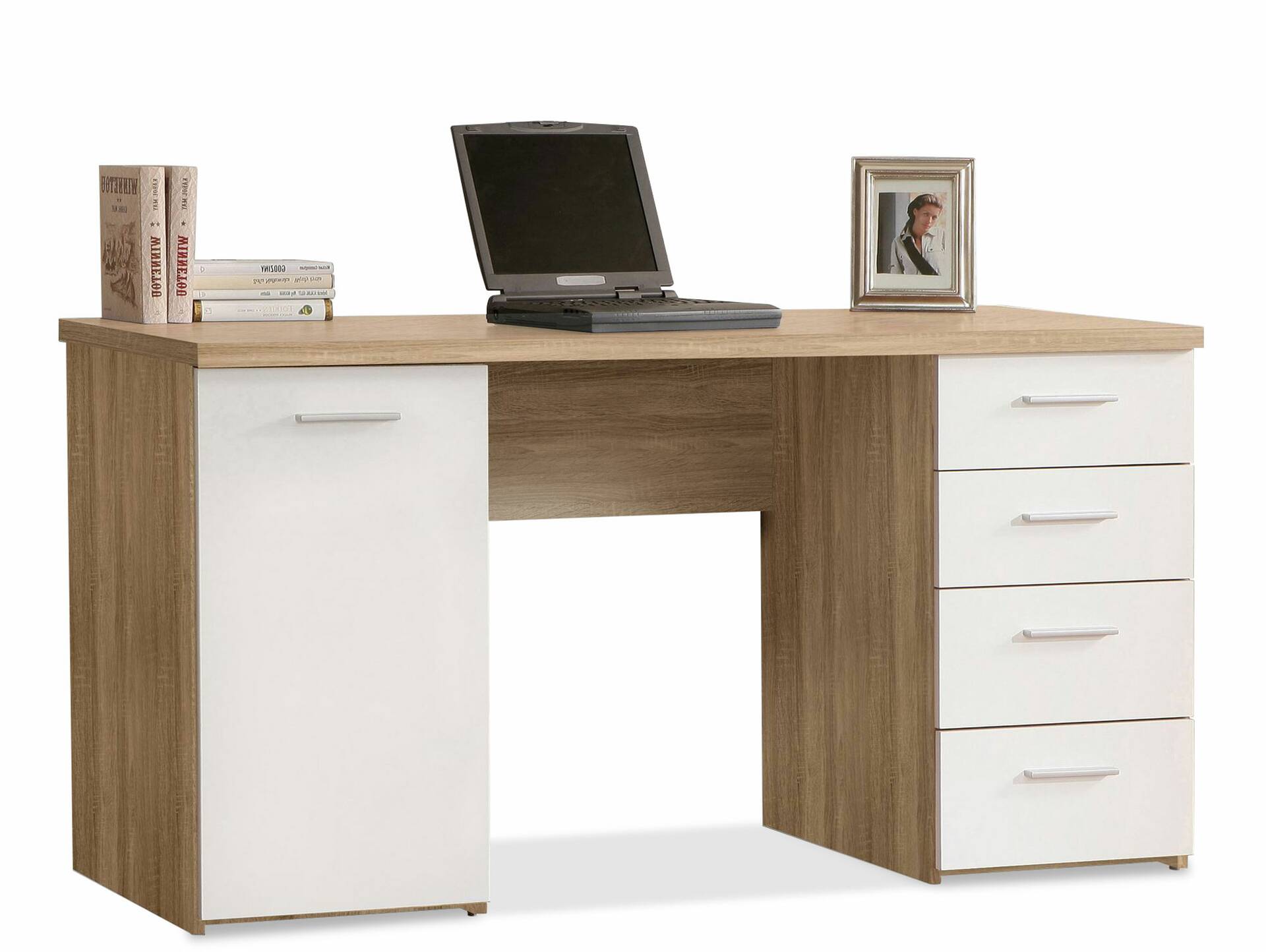 MIGEL Schreibtisch, Material Dekorspanplatte Eiche sonomafarbig/weiss