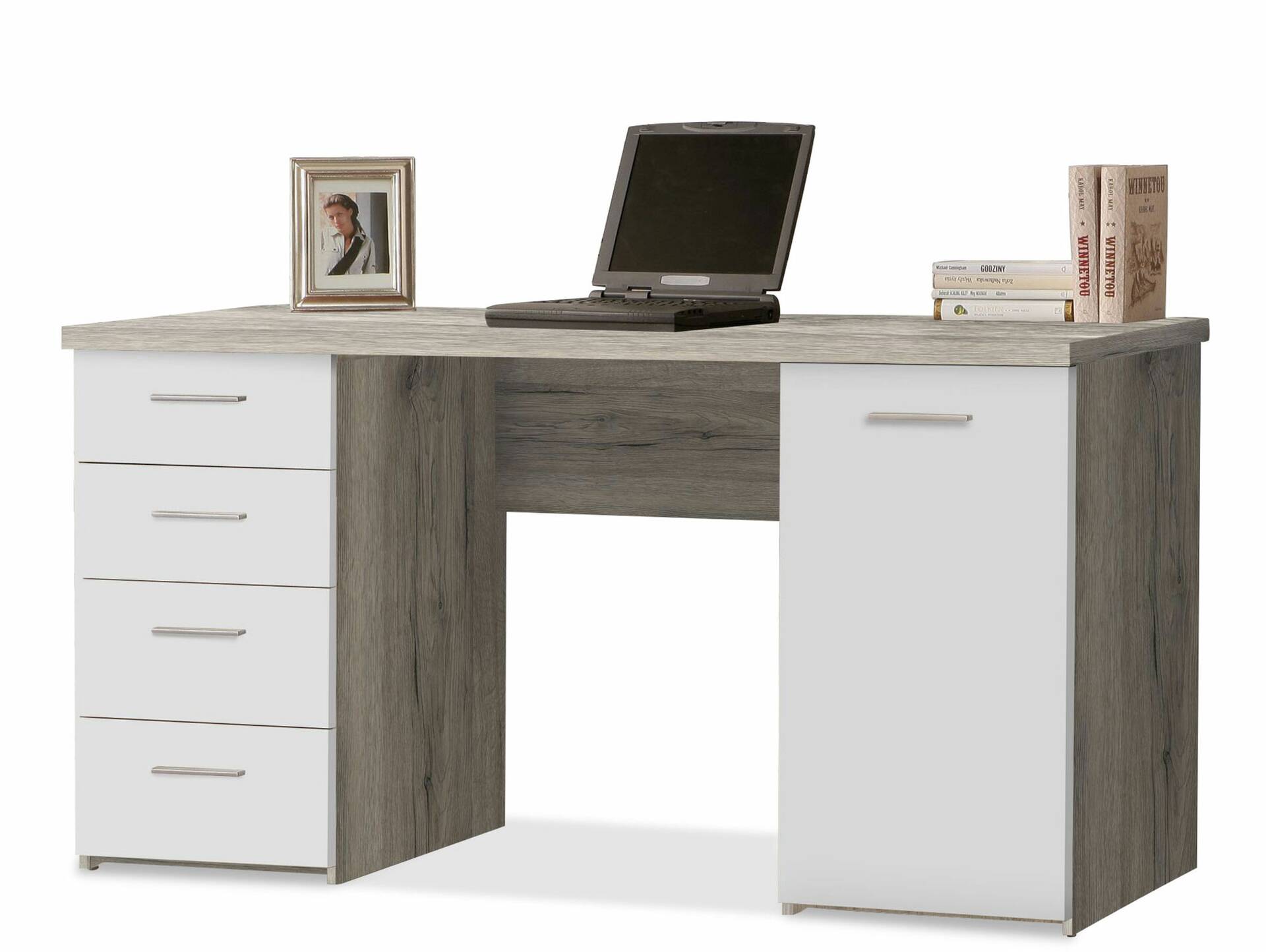 MIGEL Schreibtisch, Material Dekorspanplatte sandeichefarbig/weiss