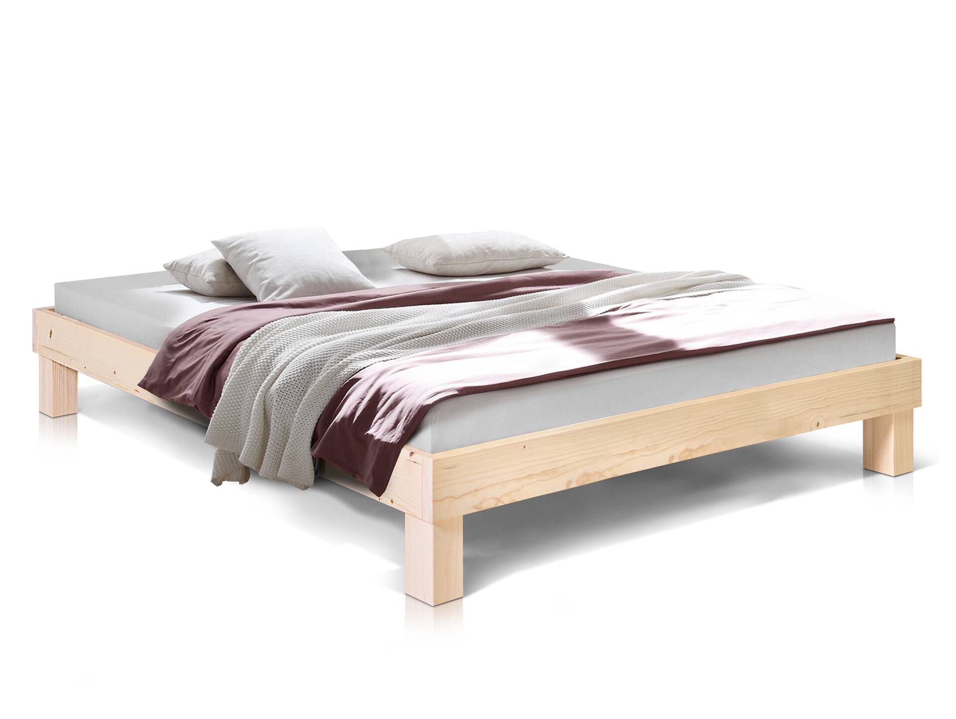 PUMBA Massivholzbett ohne Kopfteil, Material Massivholz, Fichte 120 x 200 cm | natur | Standardhöhe