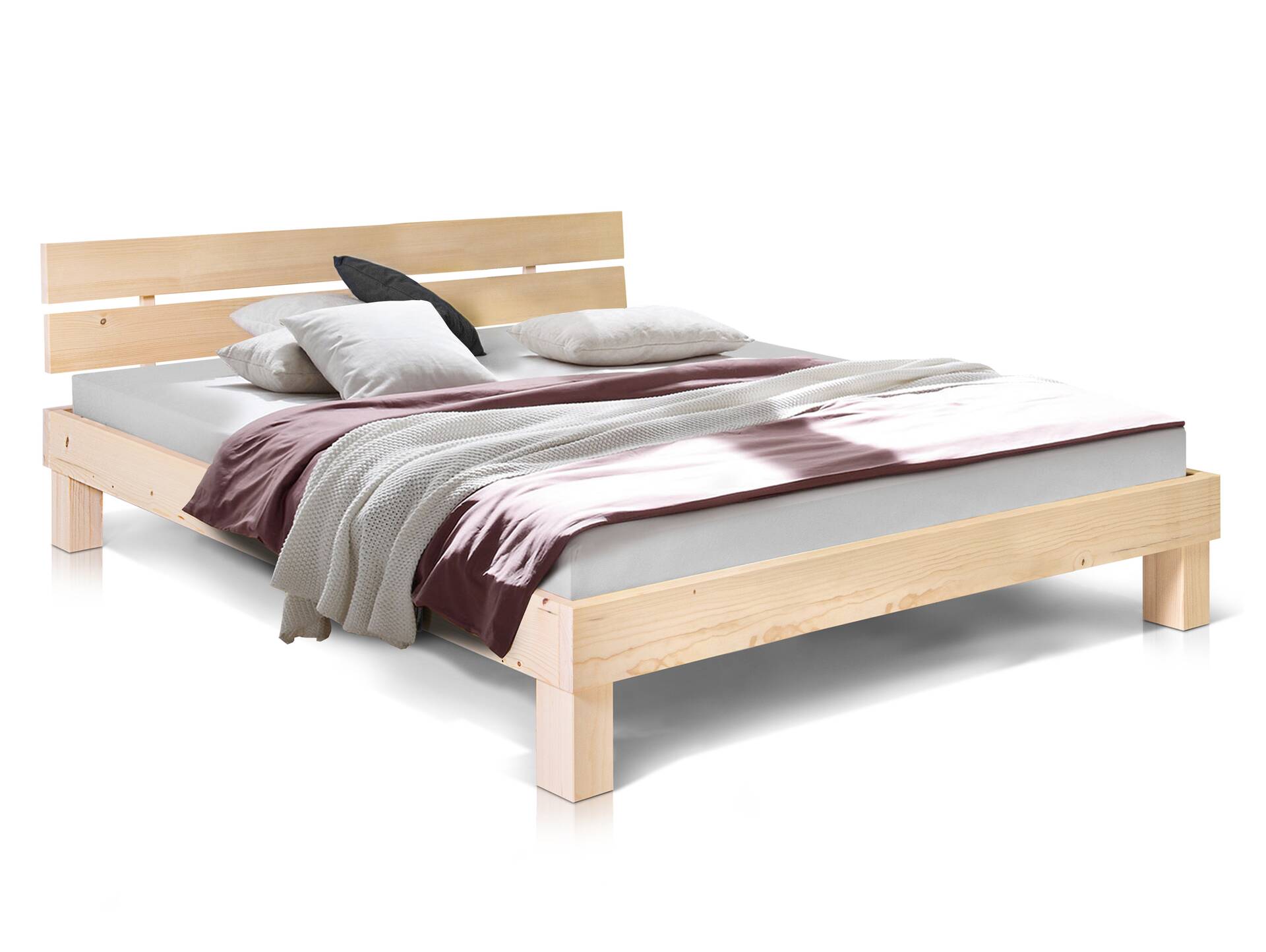 PUMBA Massivholzbett mit Kopfteil, Material Massivholz, Fichte 90 x 200 cm | natur | Standardhöhe