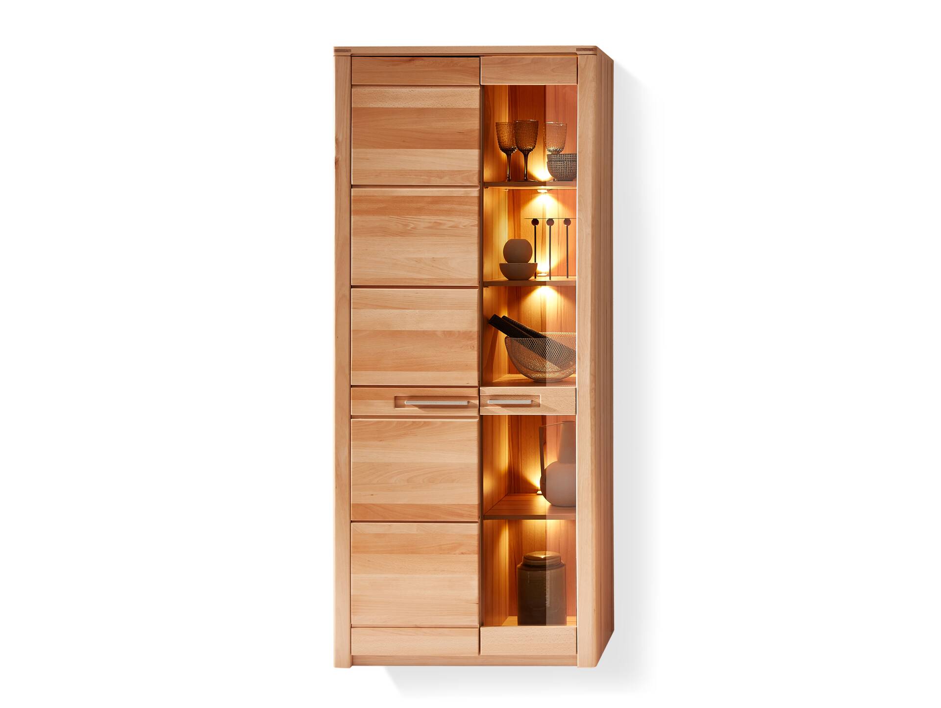 NESTOR ONE Vitrine, Material Teilmassiv, Kernbuche lackiert 