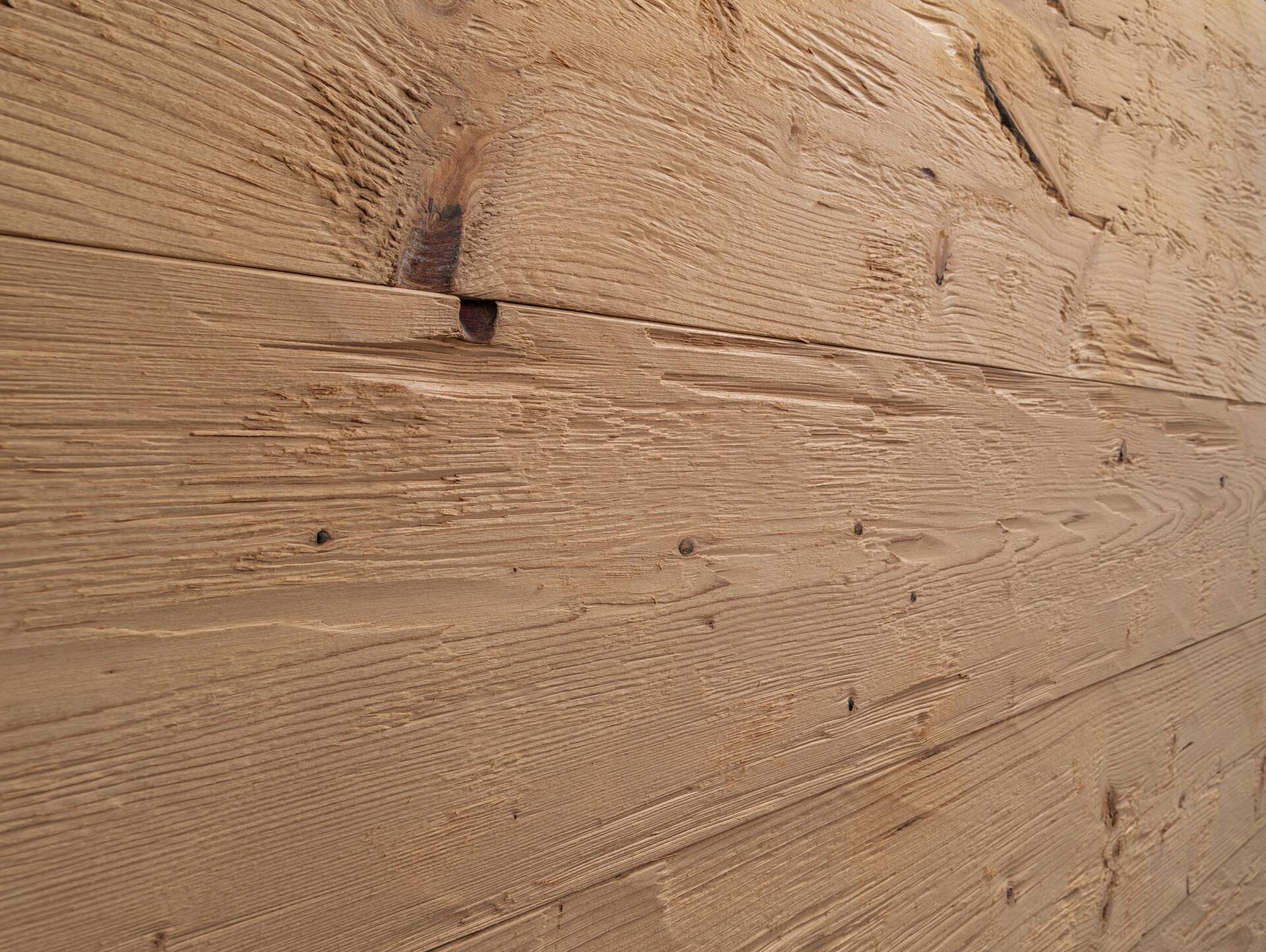 Nut- und Federbretter, THERMO-Fichte gehackt/gebürstet, Material Massivholz, verschiedene Längen erhältlich Natur | 19 mm | 1 Meter | 1 m²