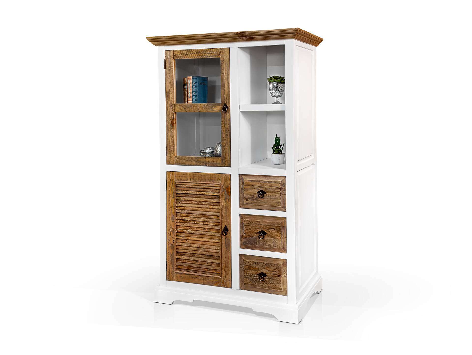 NOTTINGHAM Highboard, recyceltes Altholz, teilmassiv 