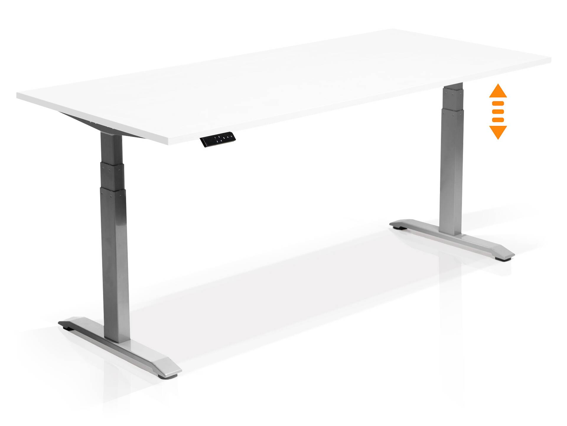 OFFICE ONE elektrisch höhenverstellbarer Schreibtisch / Stehtisch, Material Dekorspanplatte 120 x 80 cm | weiss | grau
