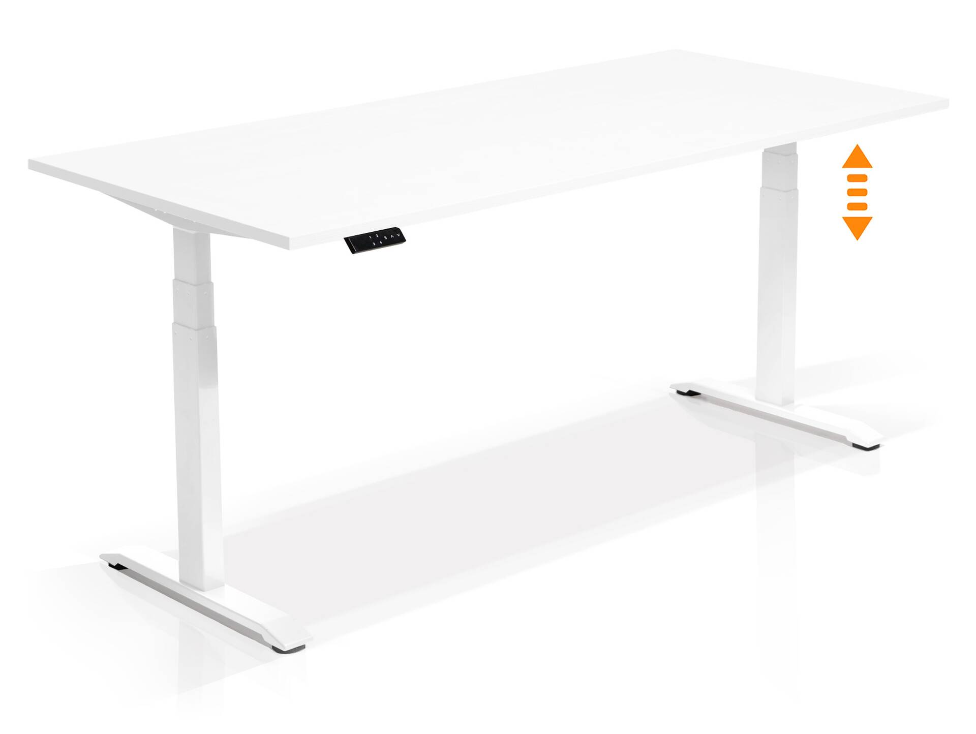 OFFICE ONE elektrisch höhenverstellbarer Schreibtisch / Stehtisch, Material Dekorspanplatte 120 x 80 cm | weiss | weiss