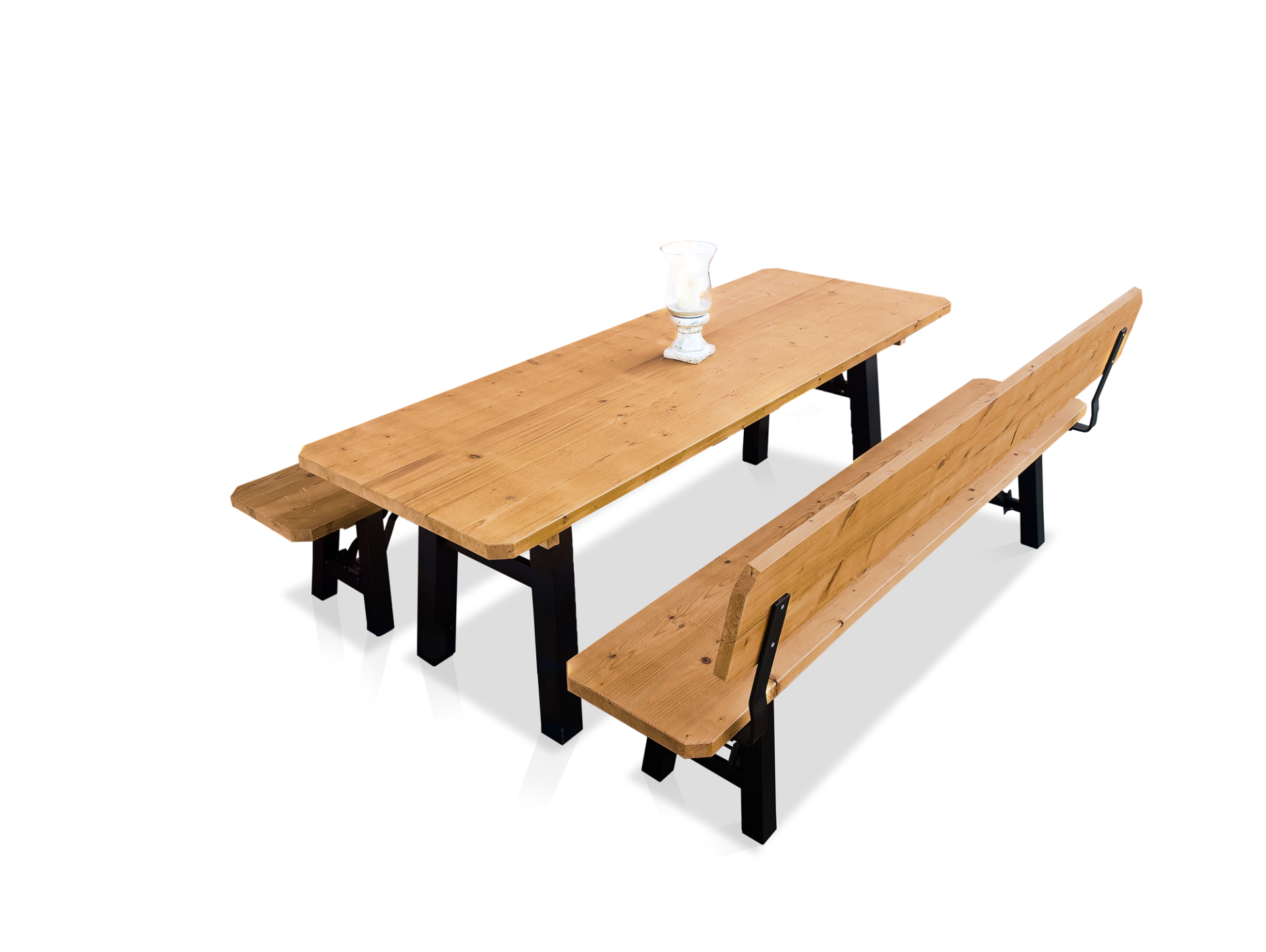 TEGERNSEE Gartengarnitur - klappbar, rustikale Altholzoptik, Material Massivholz/Metall, Thermo-Fichte 200 x 60 cm | Außenbereich | mit/ohne Rückenlehne