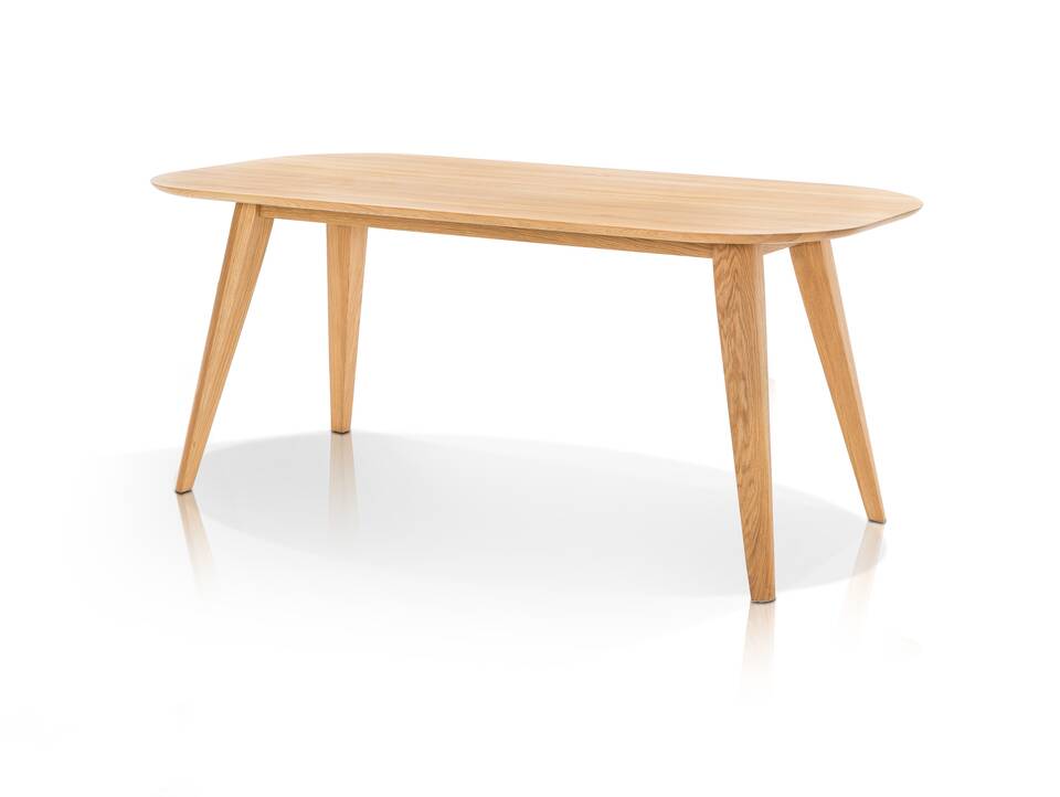 OMAHA Massivholztisch Eiche geölt Oval 4 Fuß 