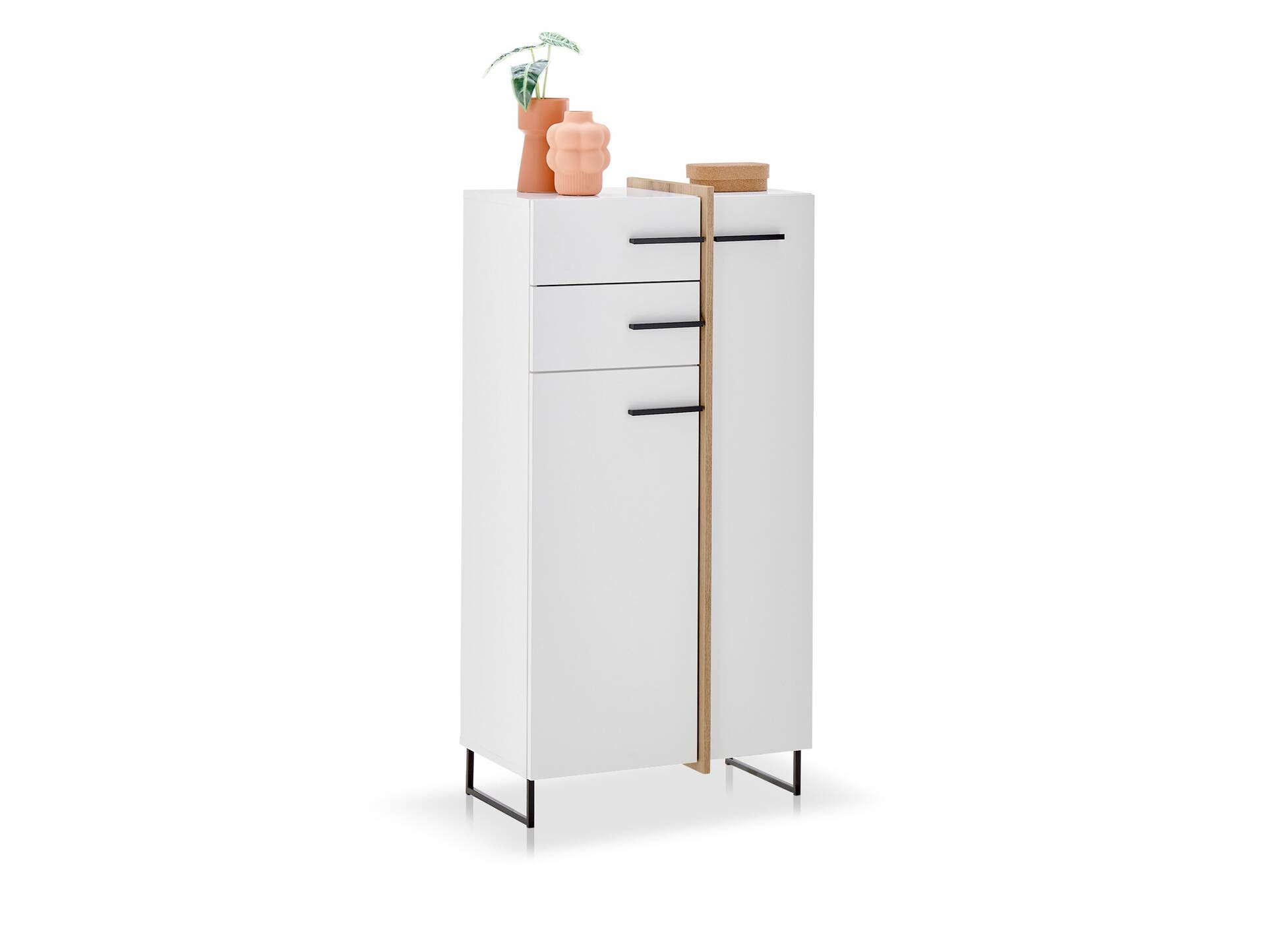 PIDERO Kommode, Material Spanplatte, weiss/eichefarbig 