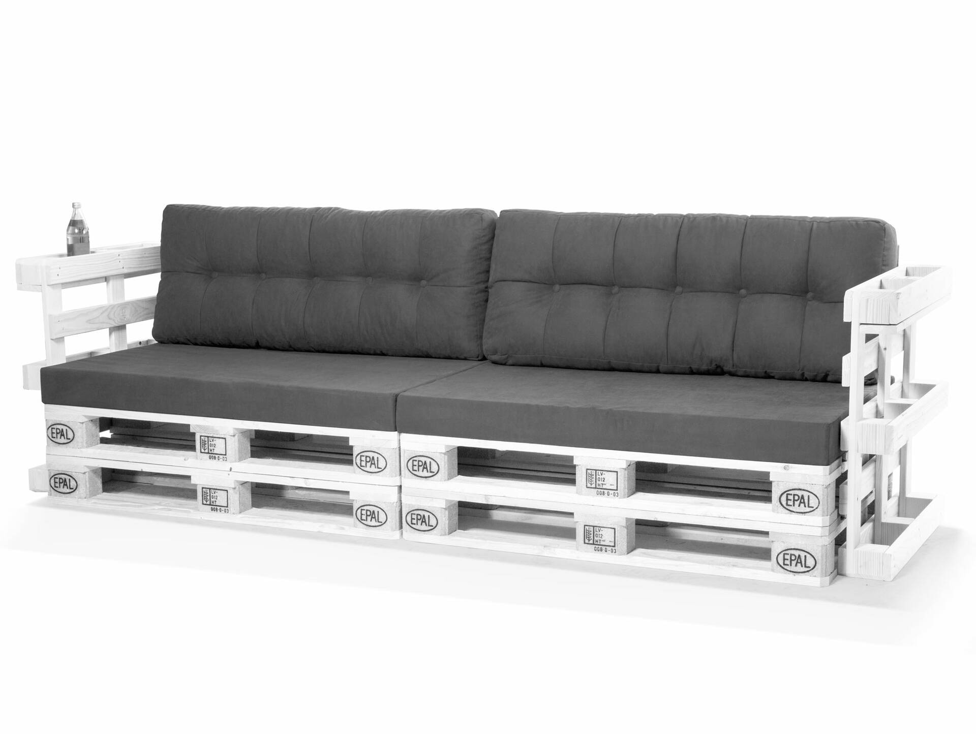 PALETTI Europaletten-Sofa, 3-Sitzer, mit Armlehnen, Fichte massiv 
