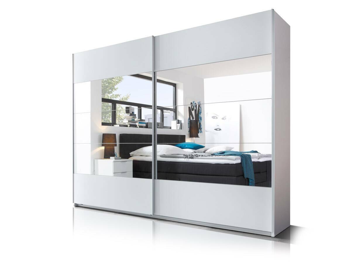 PARIS Schiebetürenschrank mit Spiegel, Material Dekorspanplatte, weiss 
