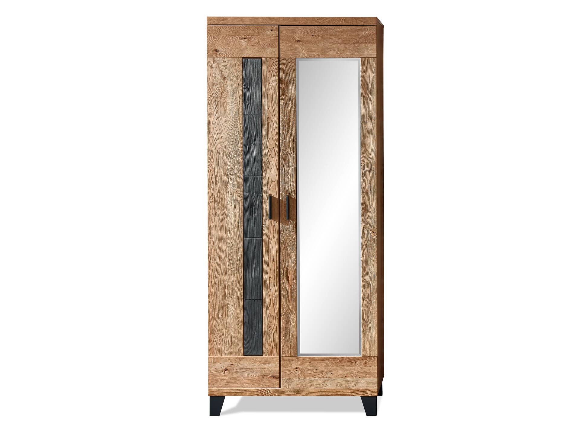 PERLINO Garderobenschrank II, Front Massiv, Wildeiche geschroppt 