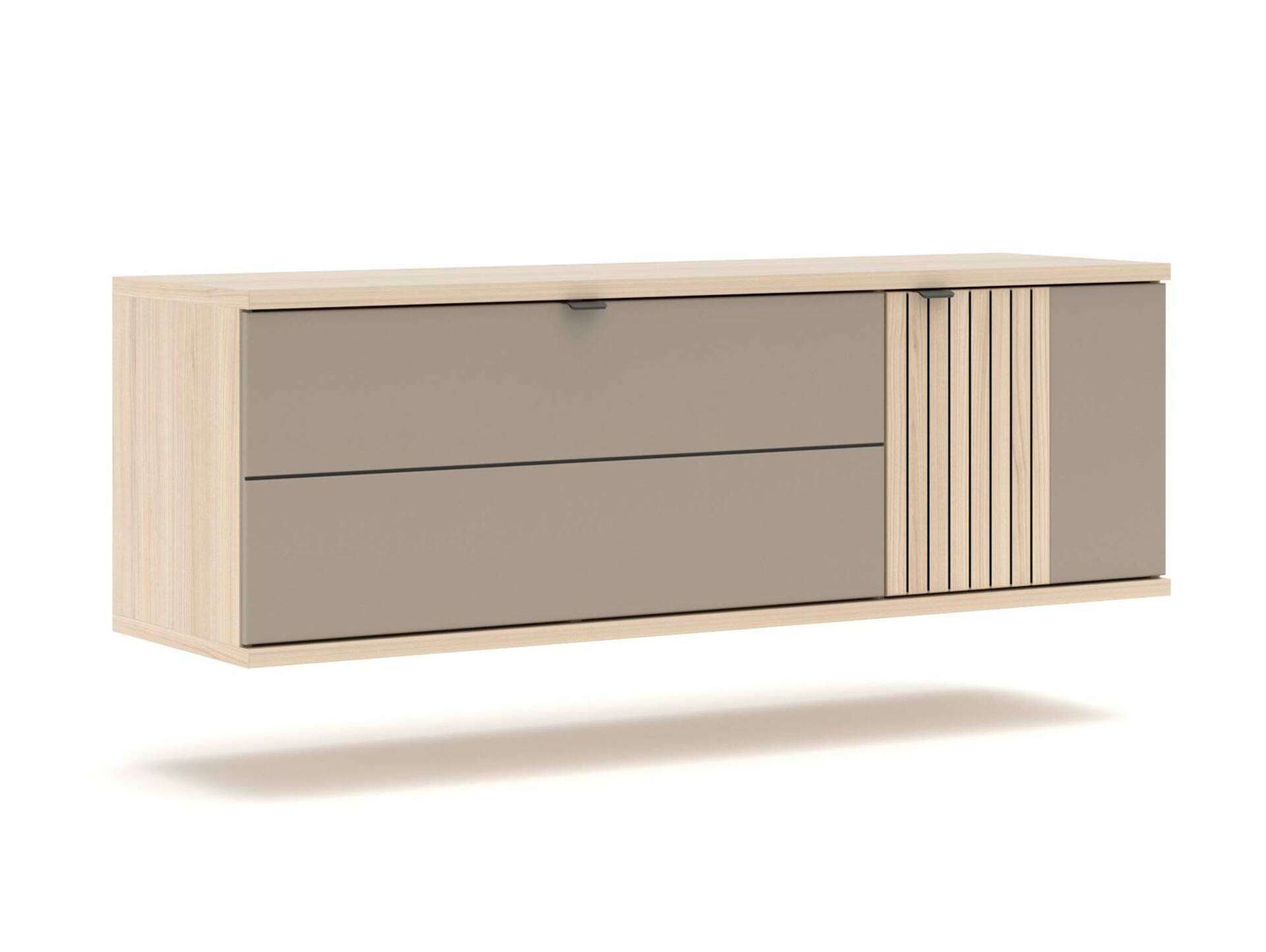 PELMO Hänge-Schuhschrank, Material Dekorspanplatte, Basaltfarbig/Riva Eiche Nachb 