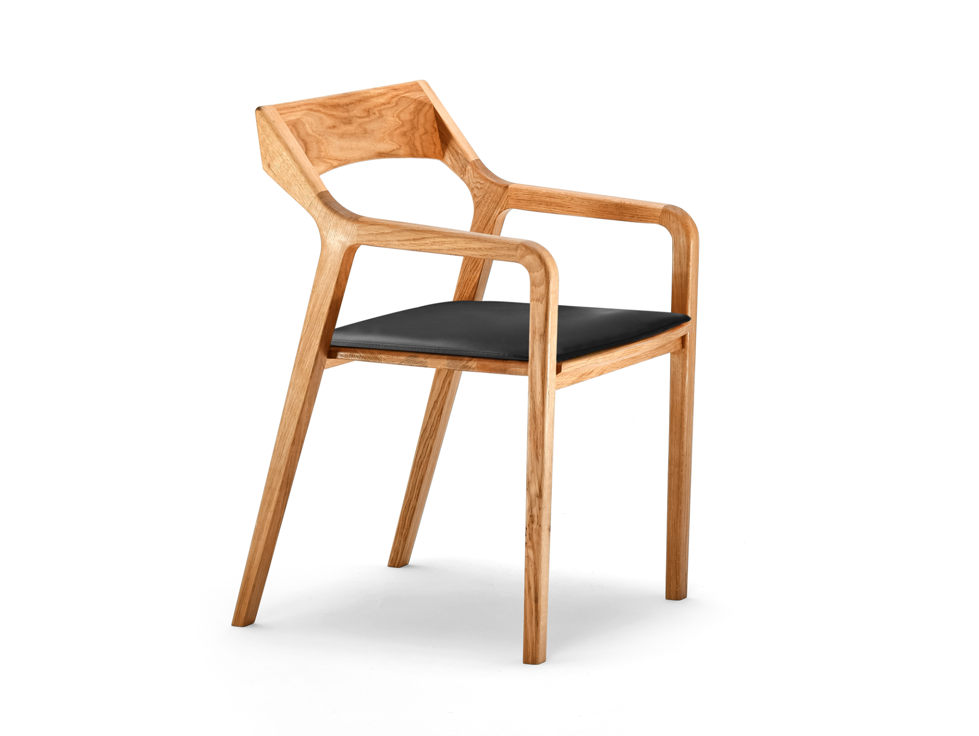 PRIMERA Designer Polsterstuhl, Eiche geölt Kunstleder schwarz