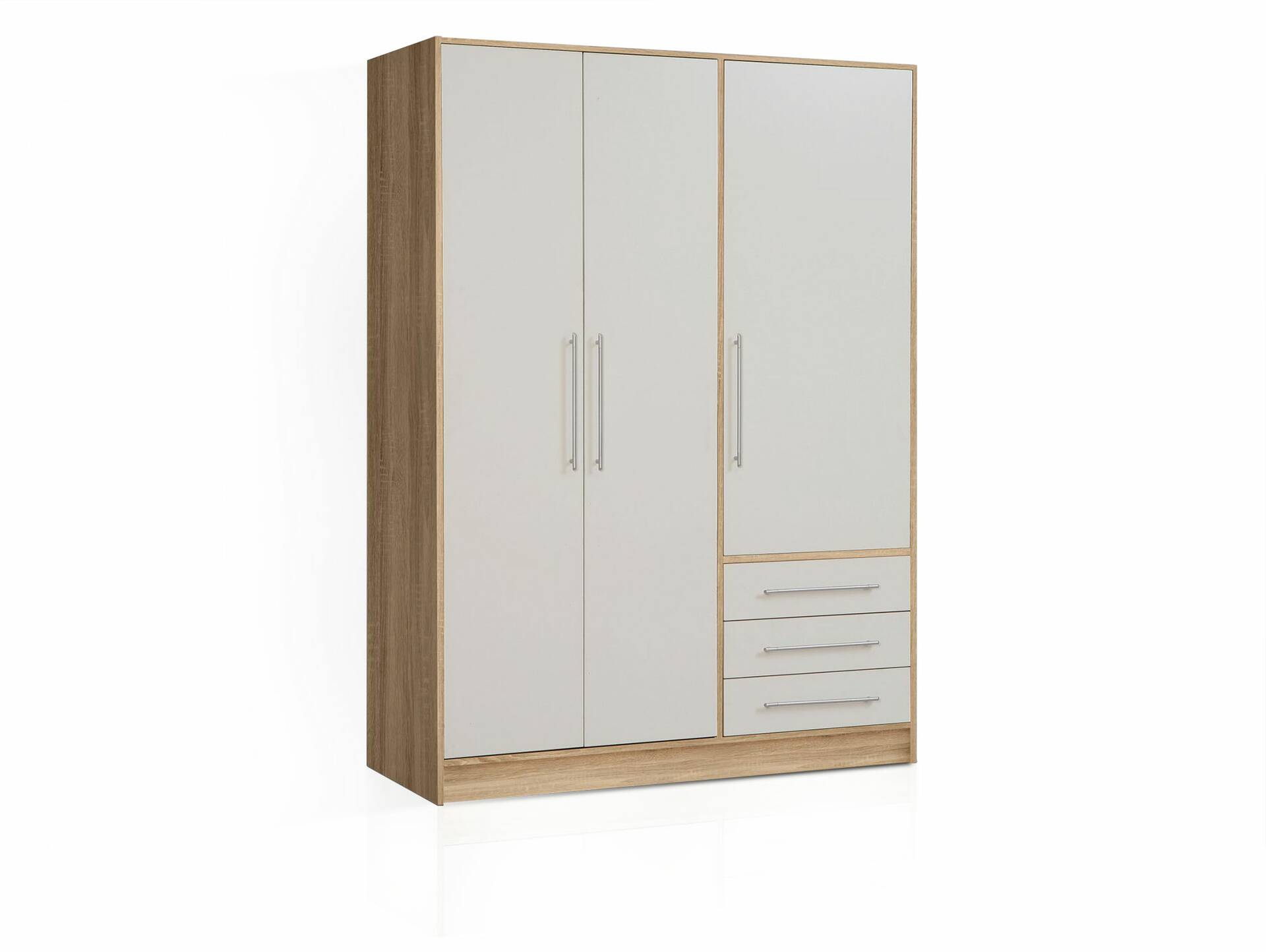 JAMI Kleiderschrank 3-trg mit 3 Schubkästen, Material Dekorspanplatte Eiche sonomafarbig / weiss