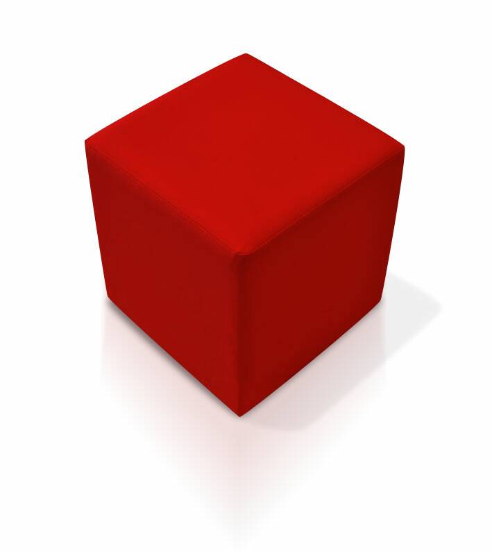 KUBUS Bequemer Sitzwürfel, Material Kunstleder 48x43x43 Bandscheibenwürfel rot