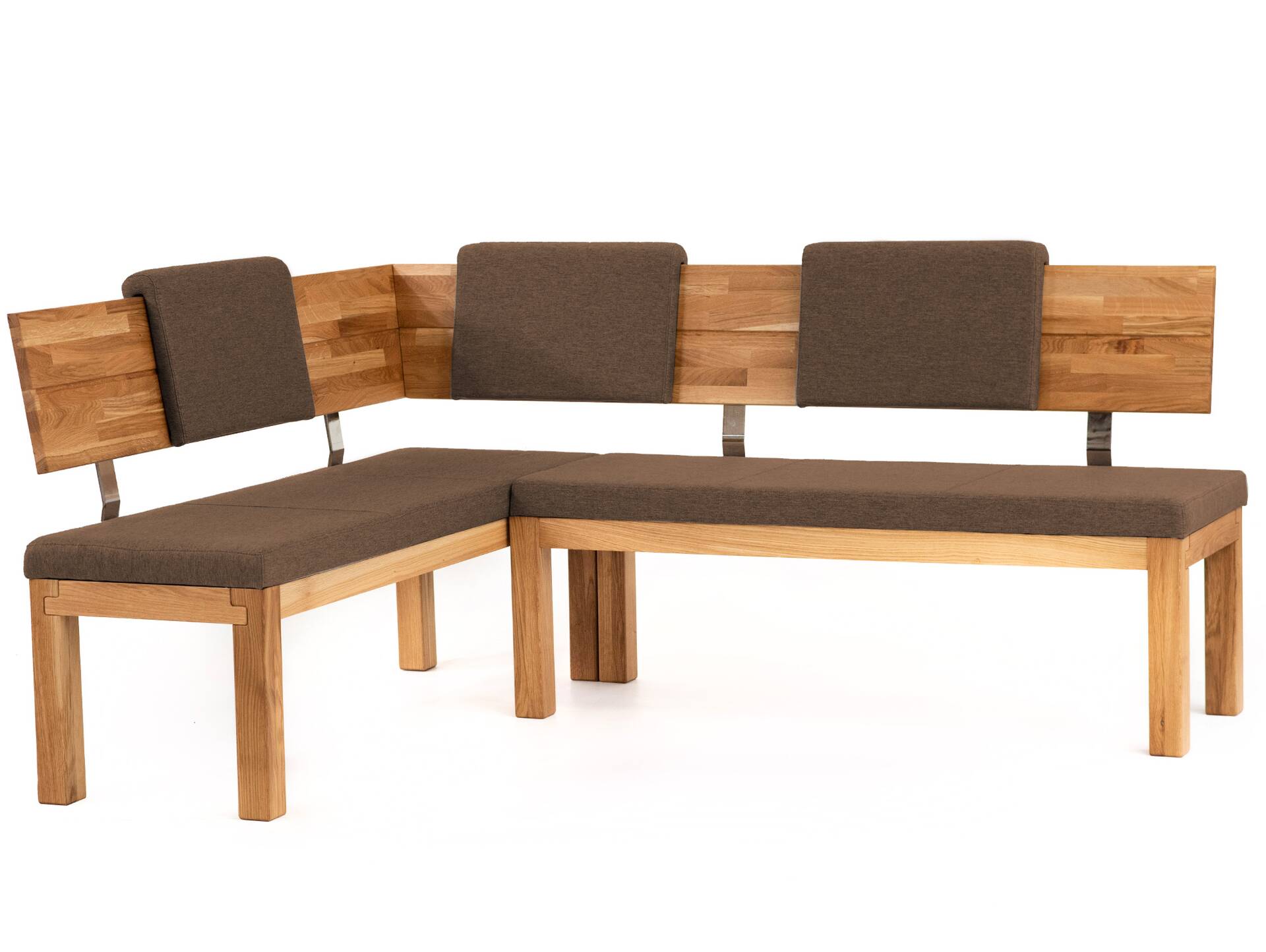 SALIMA Eckbank, Material Massivholz / Stoffbezug Eiche | 171 x 208 cm | walnut