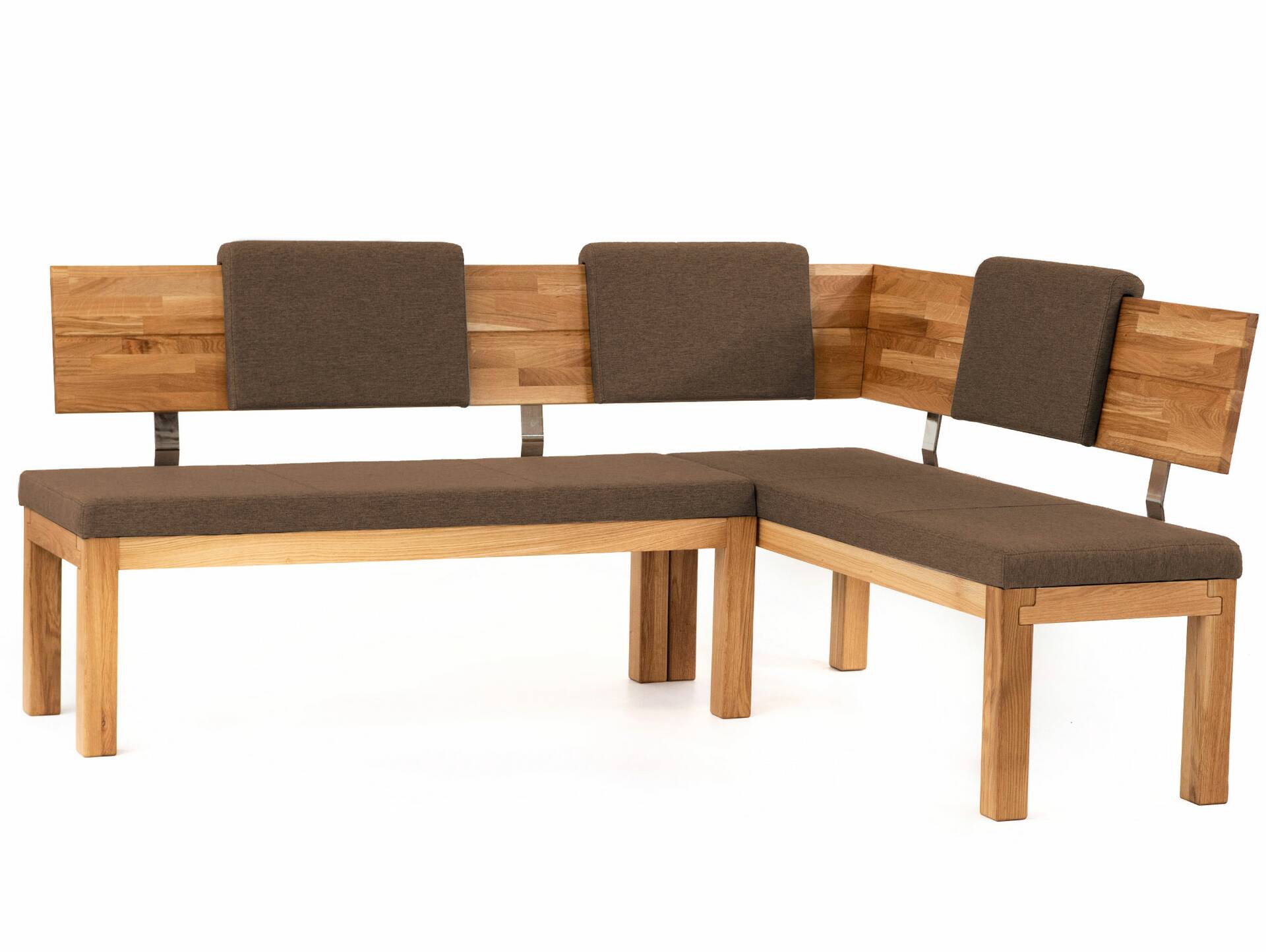 SALIMA Eckbank, Material Massivholz / Stoffbezug Eiche | 248 x 171 cm | walnut