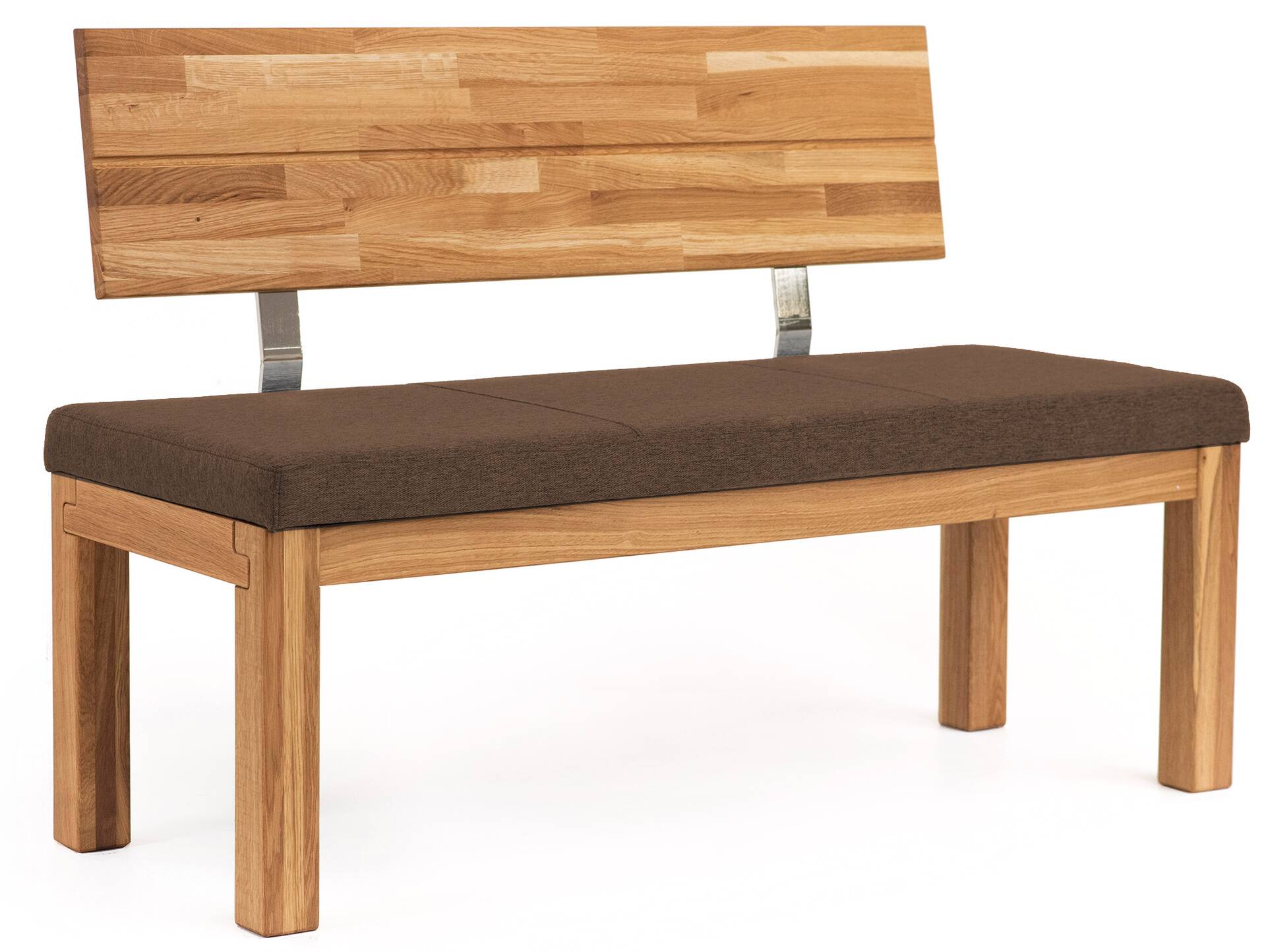 SALIMA II Sitzbank, Material Massivholz/Stoffbezug Eiche | 130 cm | mit Rückenlehne | walnut