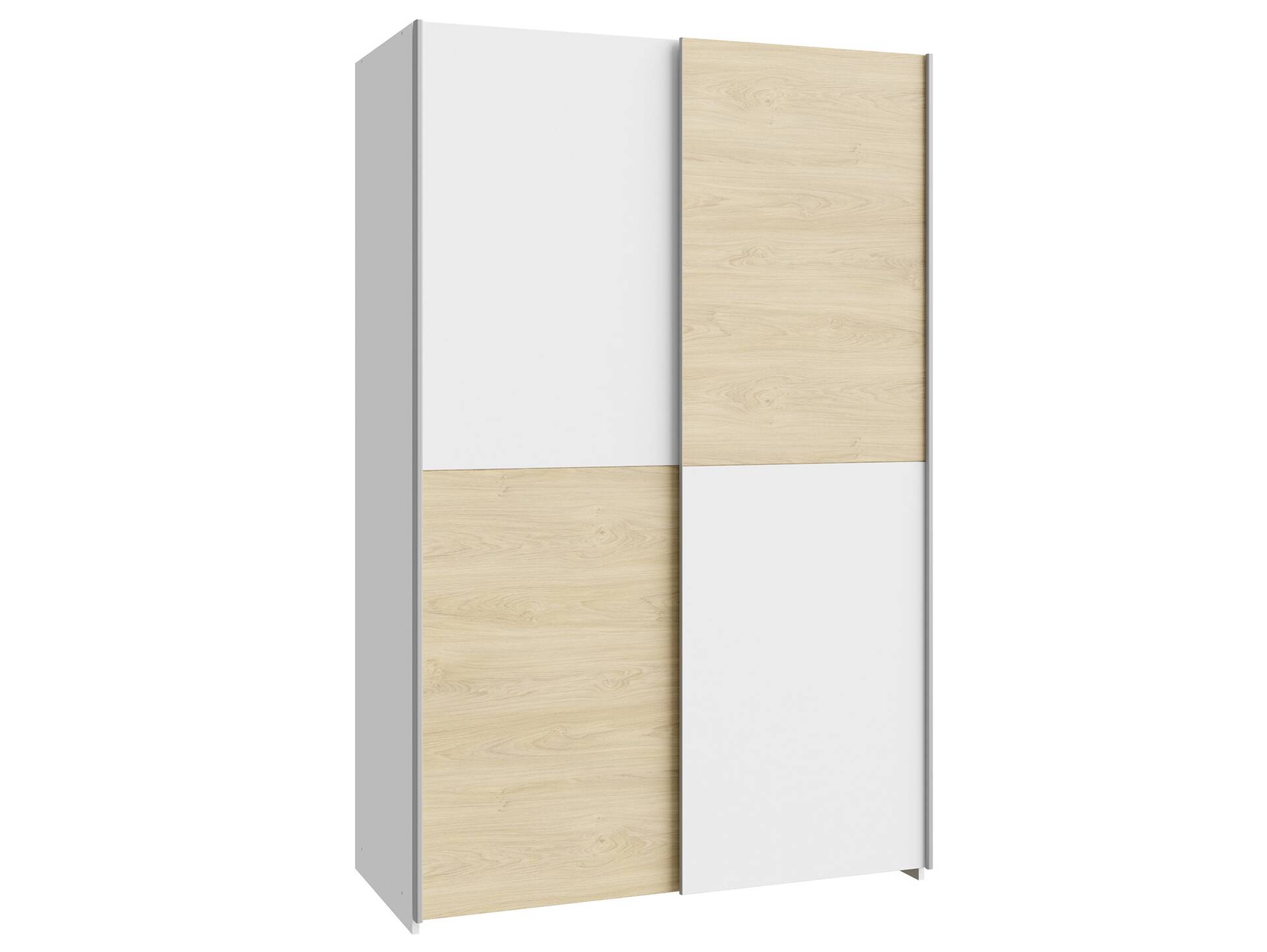 SAVINO Kleiderschrank, Material Dekorspanplatte 120 cm | weiss / eichefarbig