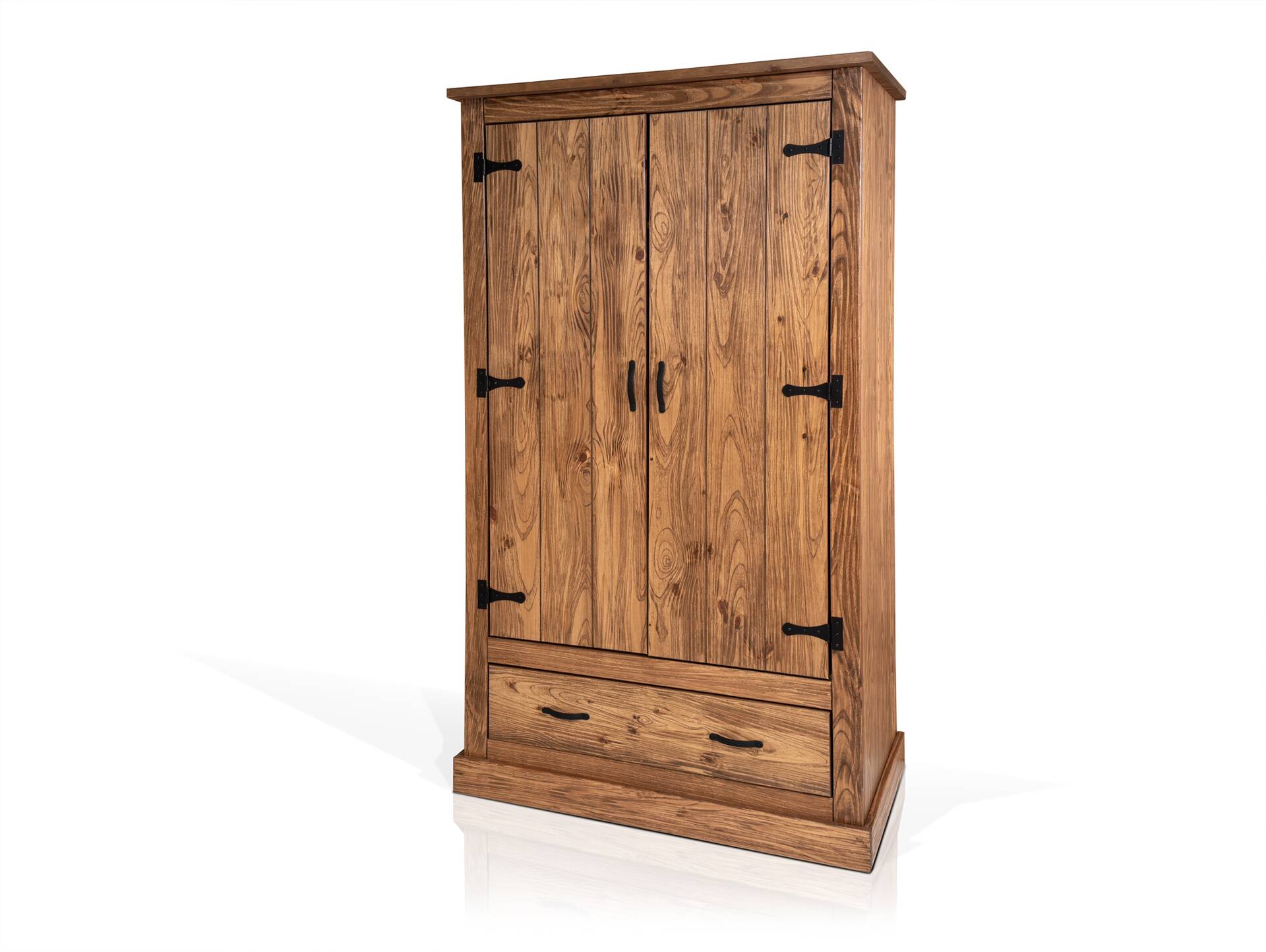 EVERGLADE Kleiderschrank, Material Massivholz, Kiefer eichefarbig 2-türig