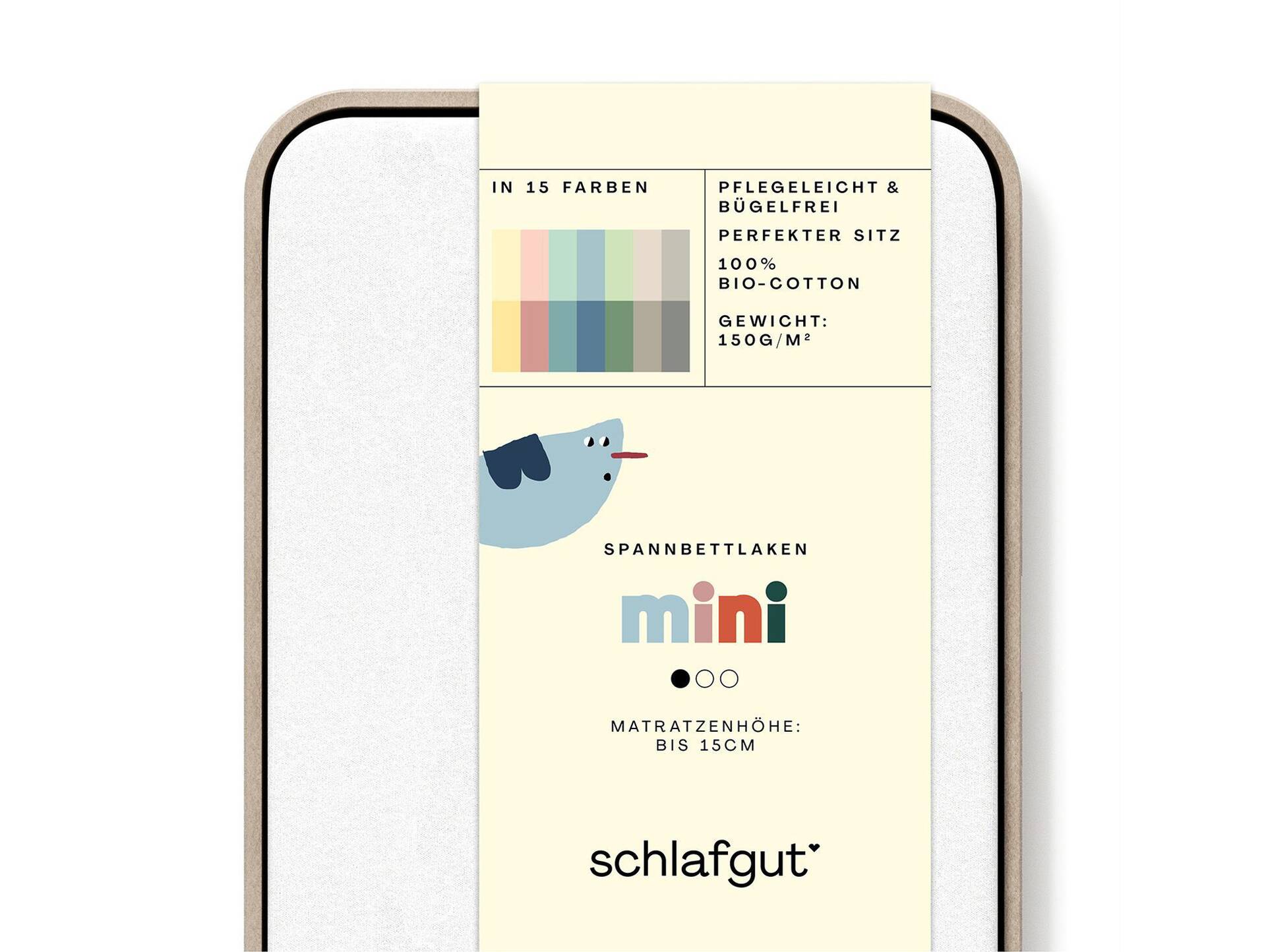 Schlafgut MINI Spannbetttuch/Spannbettlaken für Baby-Matratze, 60x120 - 140x70 cm,100% Baumwolle Weiß