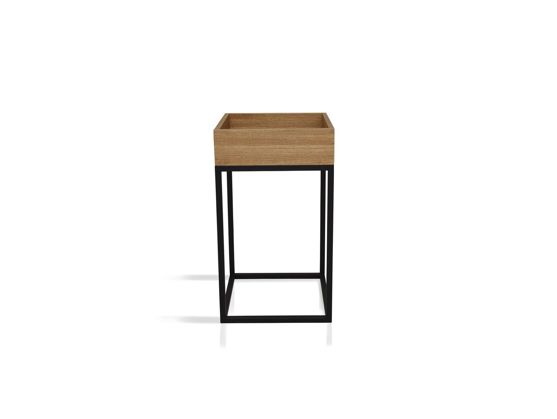 MEDU Blumensäule, Material Massivholz/Metall, Eiche geölt/schwarz 
