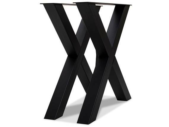 1 PAAR X-Beine für Esstisch, Material Stahl, schwarz 70 cm