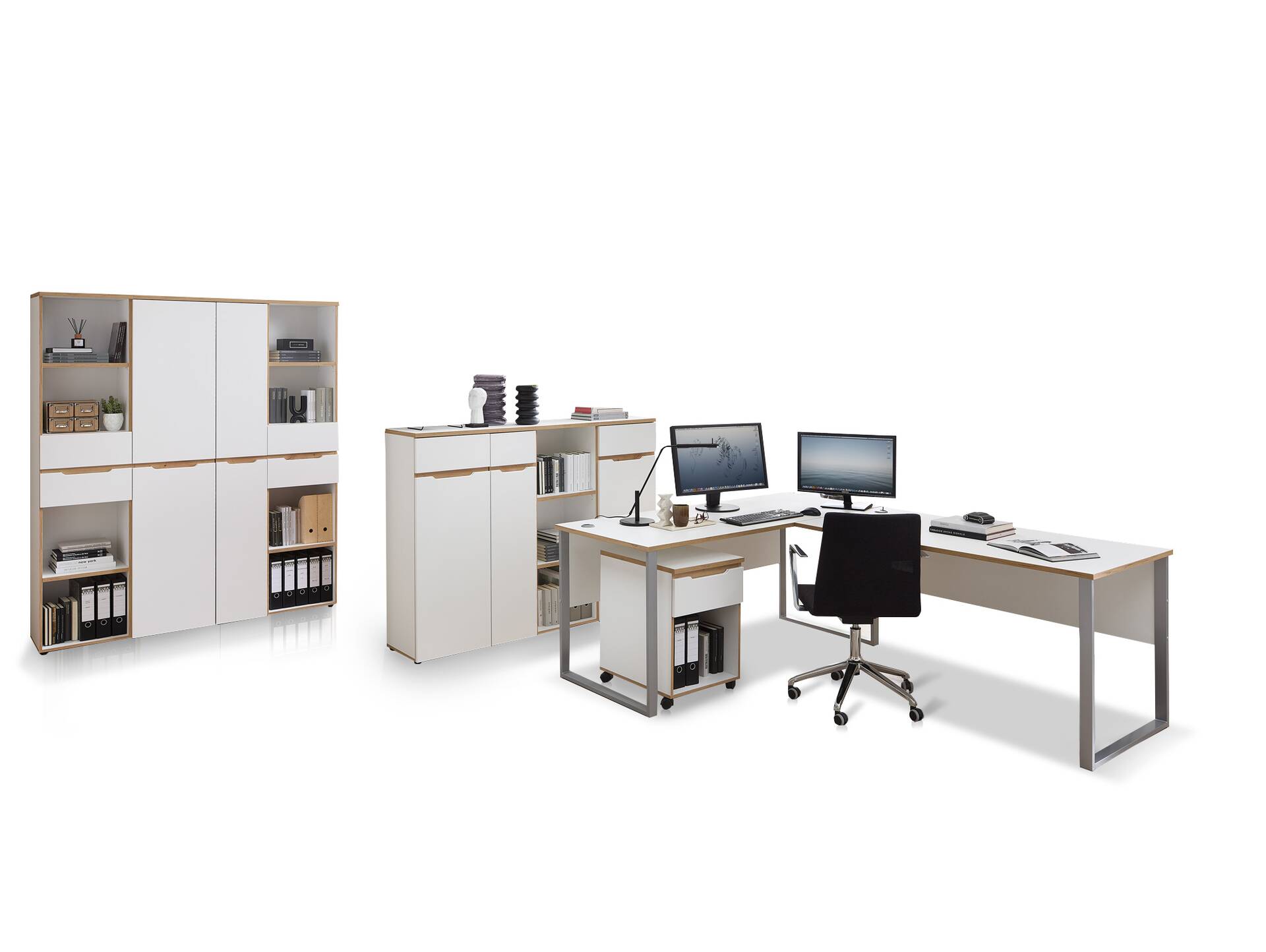 MAILAND Komplettbüro II, Material Dekorspanplatte Weiss