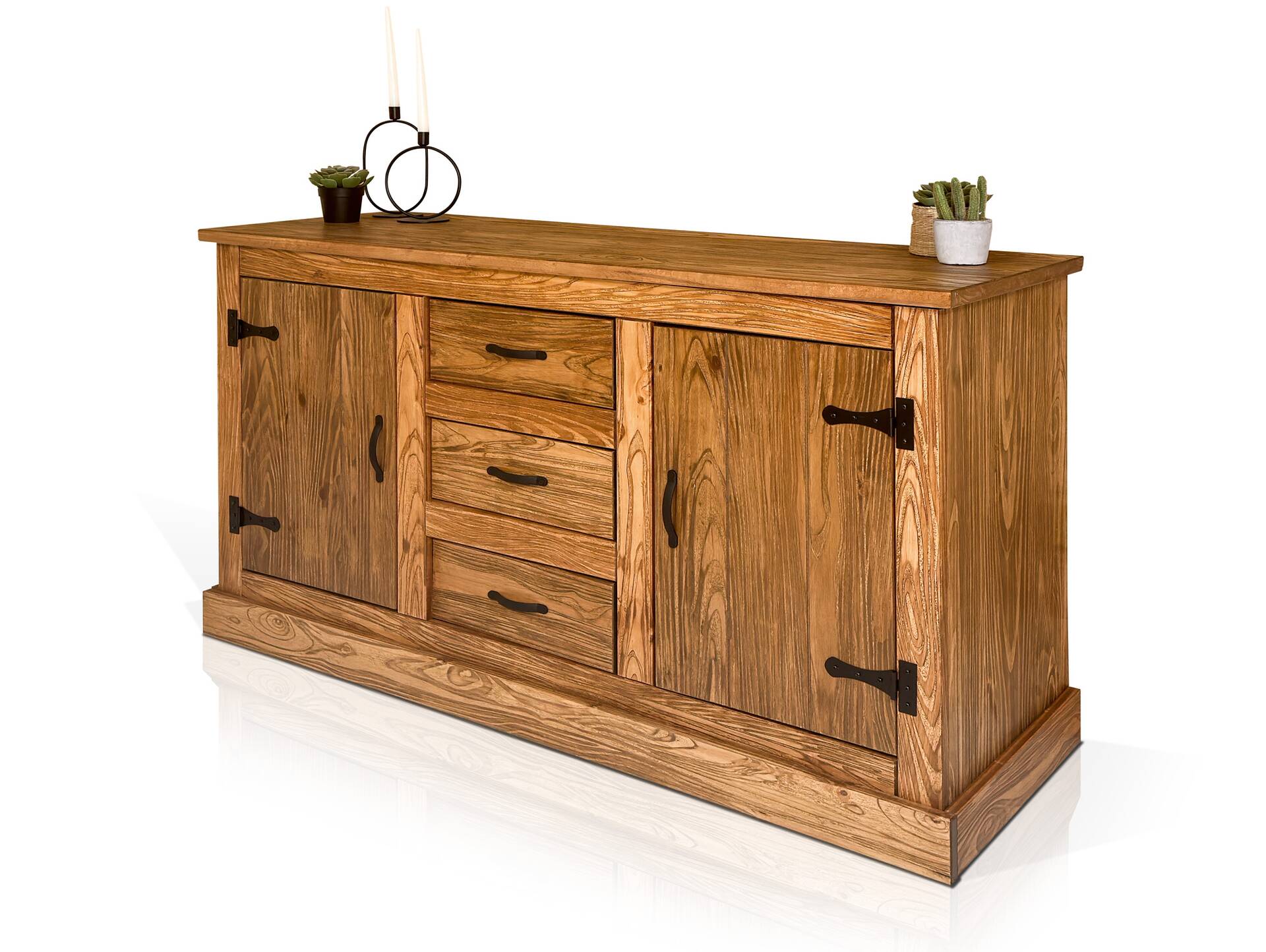 EVERGLADE Sideboard, Material Massivholz, Kiefer eichefarbig 