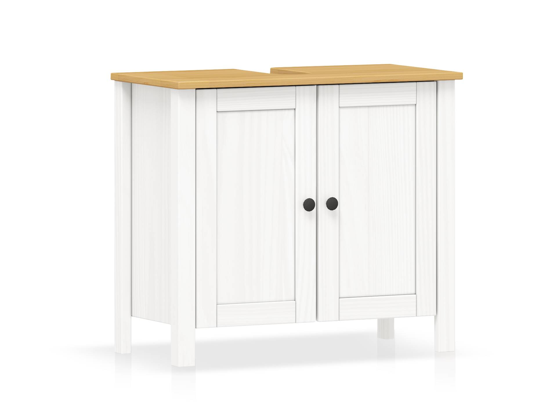 PARIS Waschbeckenunterschrank, Material Massivholz, Kiefer Kiefer weiß/Buchefarbig