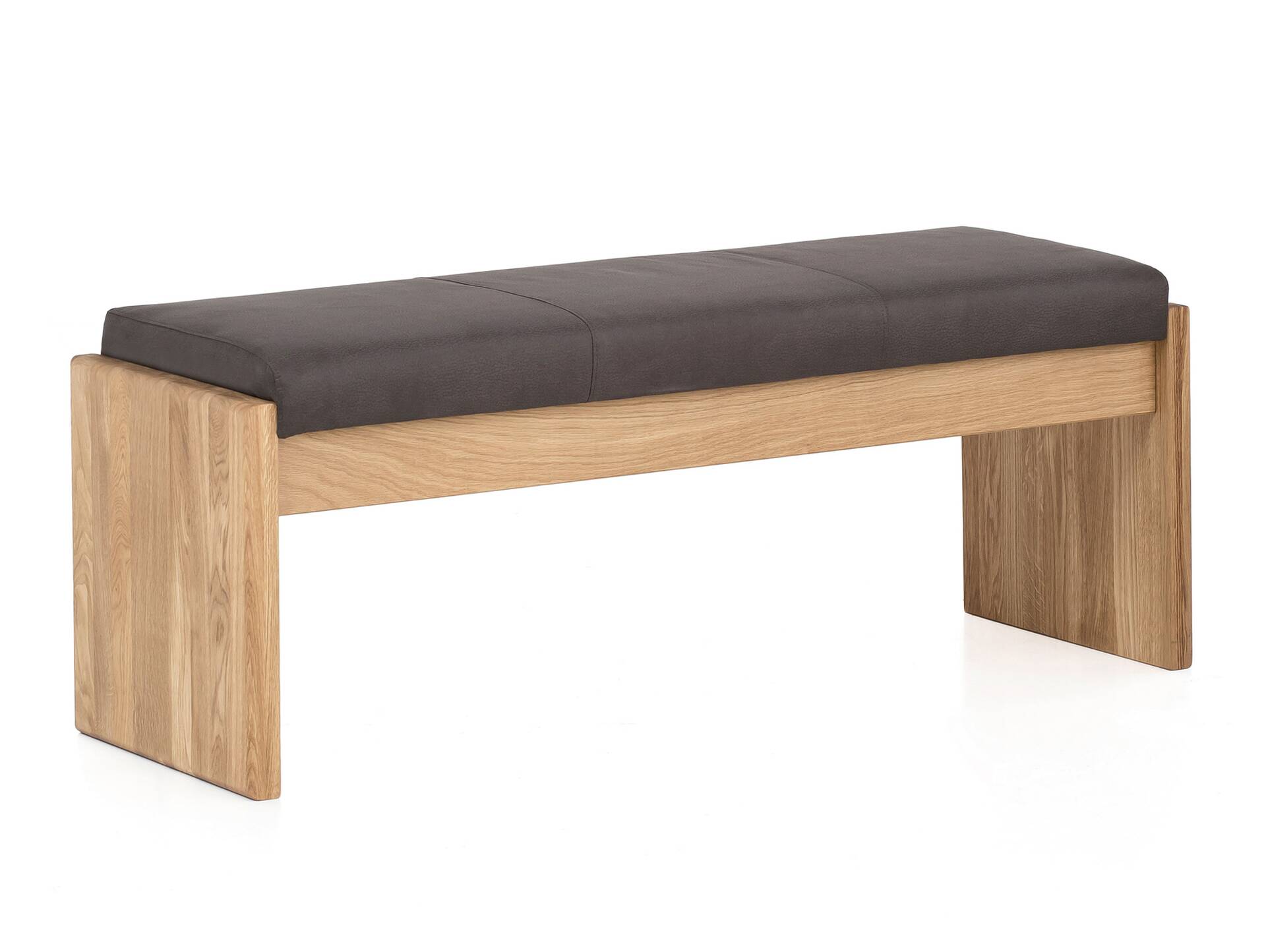 SIRION Sitzbank/Truhenbank aus Eiche, Material Massivholz/Bezug Mikrofaser 130 cm | ohne Rückenlehne | dunkelbraun